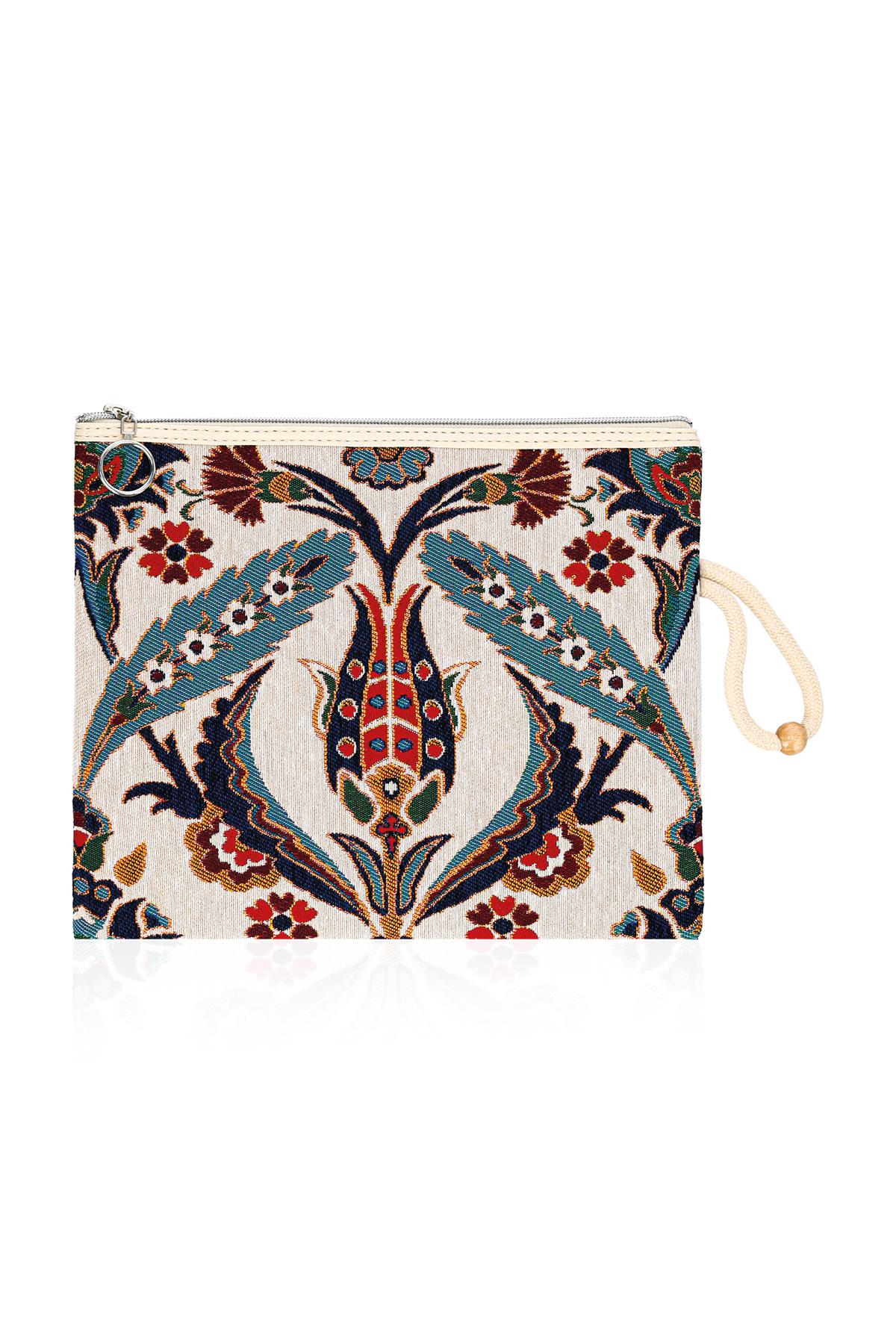 Etnik Desenli Kadın Portföy Clucth Çanta Makyaj Çanta El Çantası