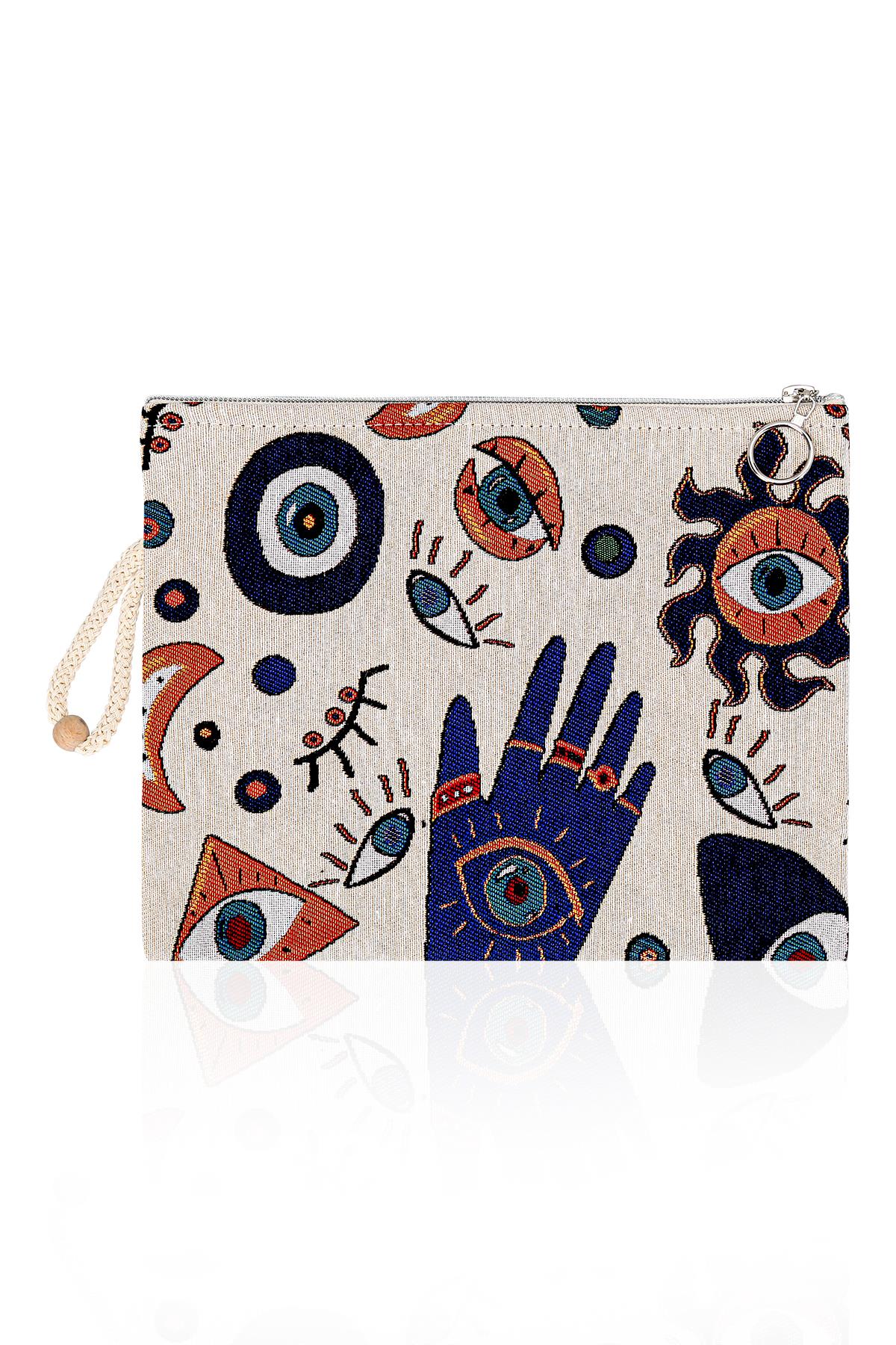 Etnik Desenli Kadın Portföy Clucth Çanta Makyaj Çanta El Çantası