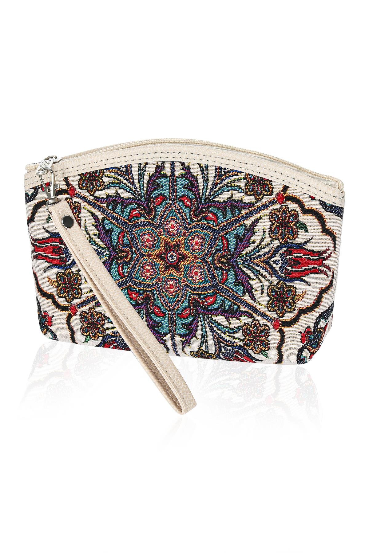 Etnik Desenli Kadın Portföy Clucth Çanta Makyaj Çanta El Çantası