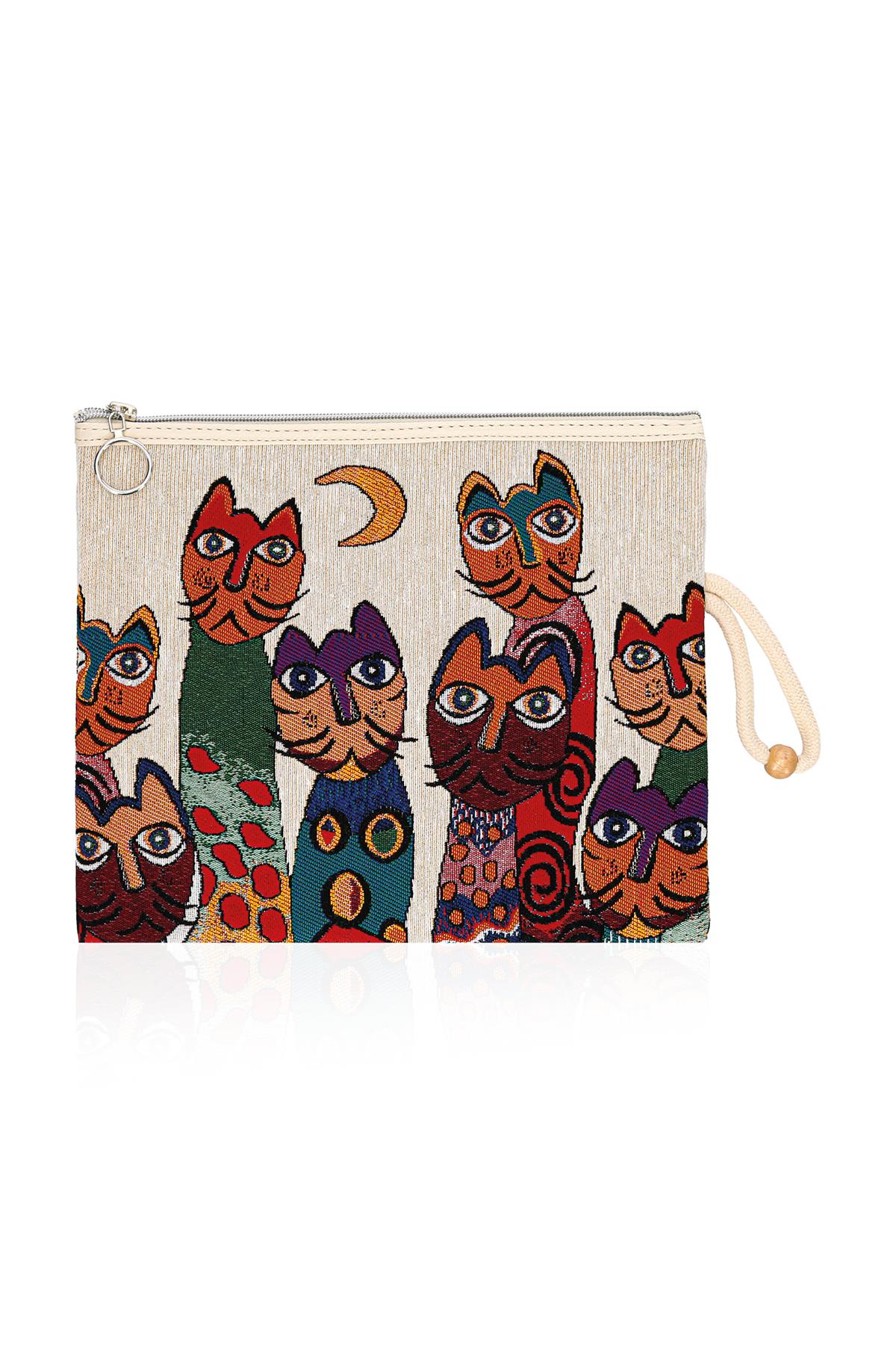 Etnik Desenli Kadın Portföy Clucth Çanta Makyaj Çanta El Çantası