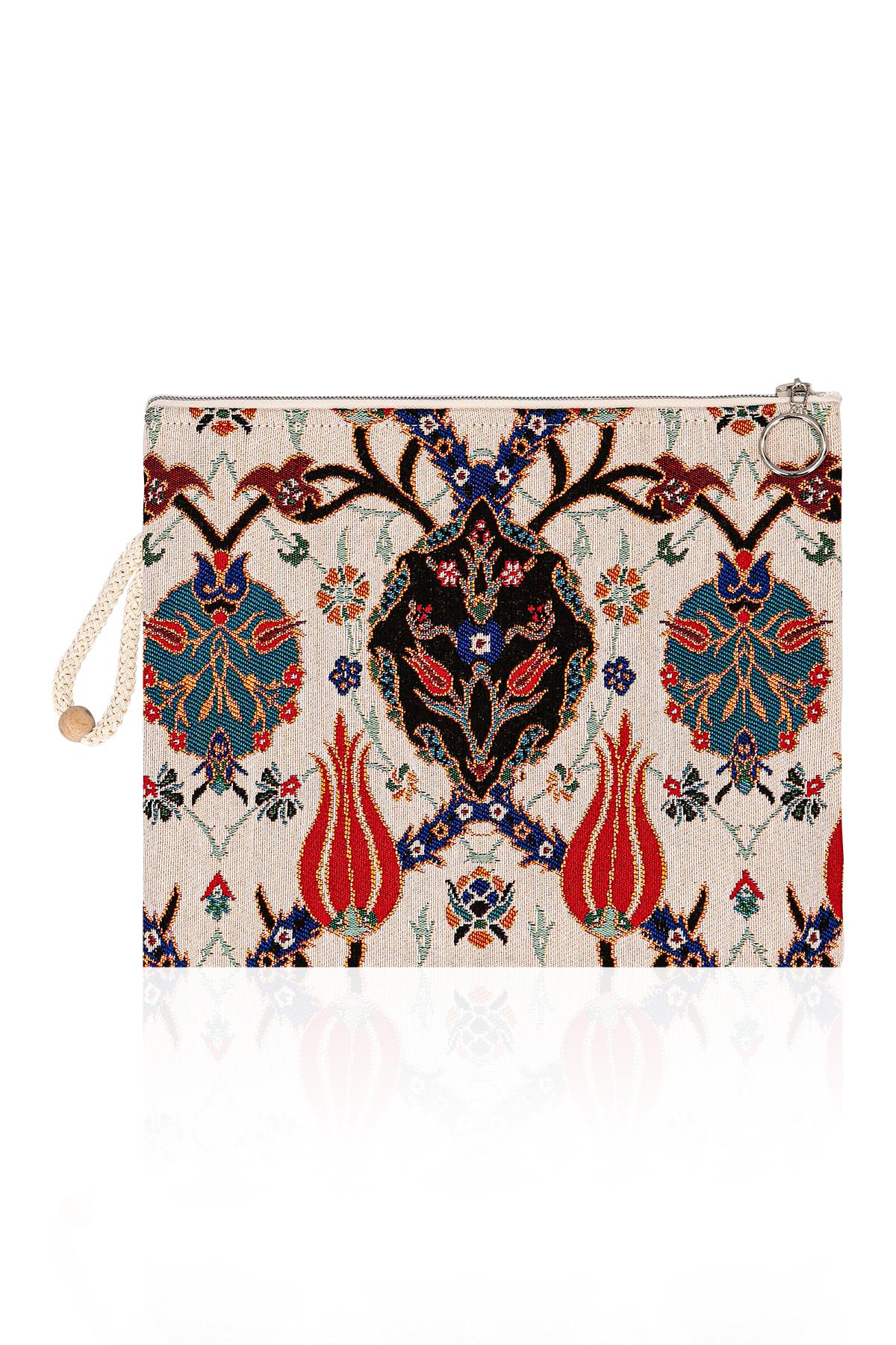 Etnik Desenli Kadın Portföy Clucth Çanta Makyaj Çanta El Çantası