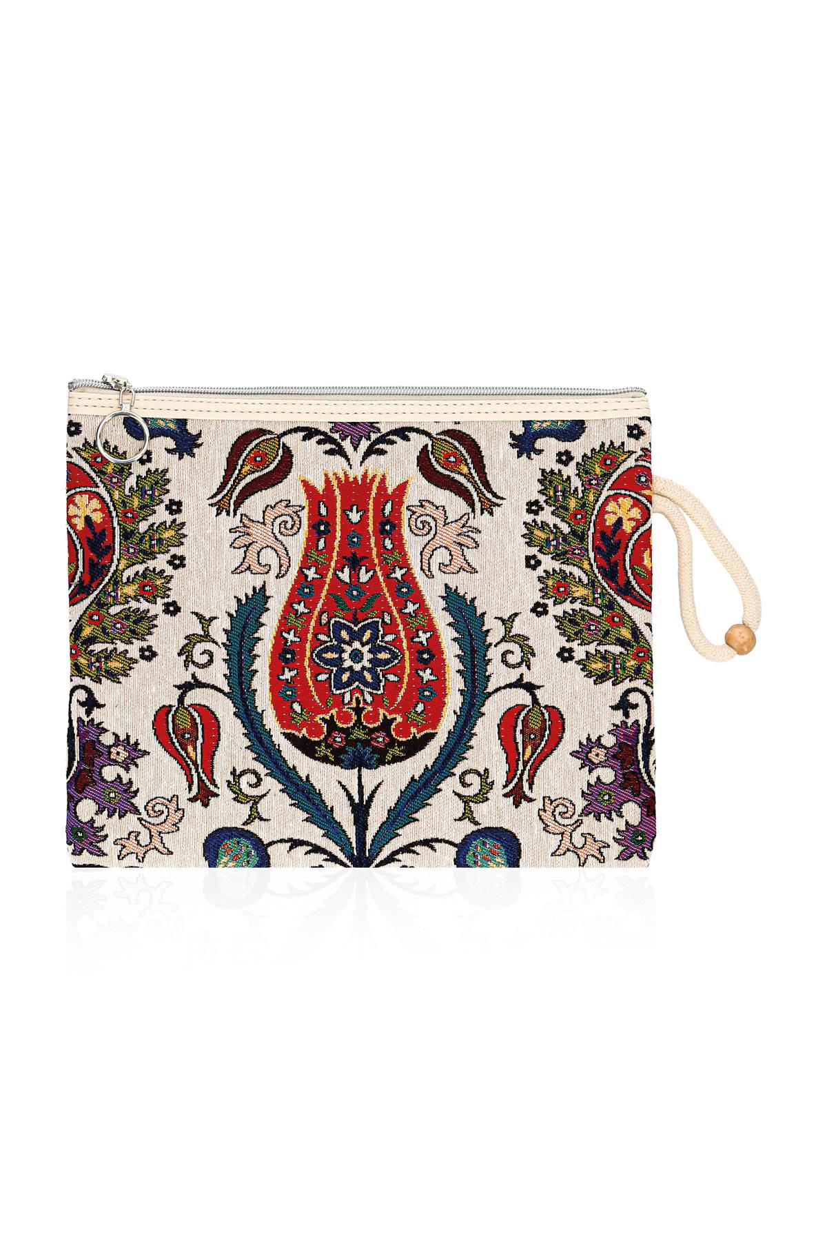 Etnik Desenli Kadın Portföy Clucth Çanta Makyaj Çanta El Çantası