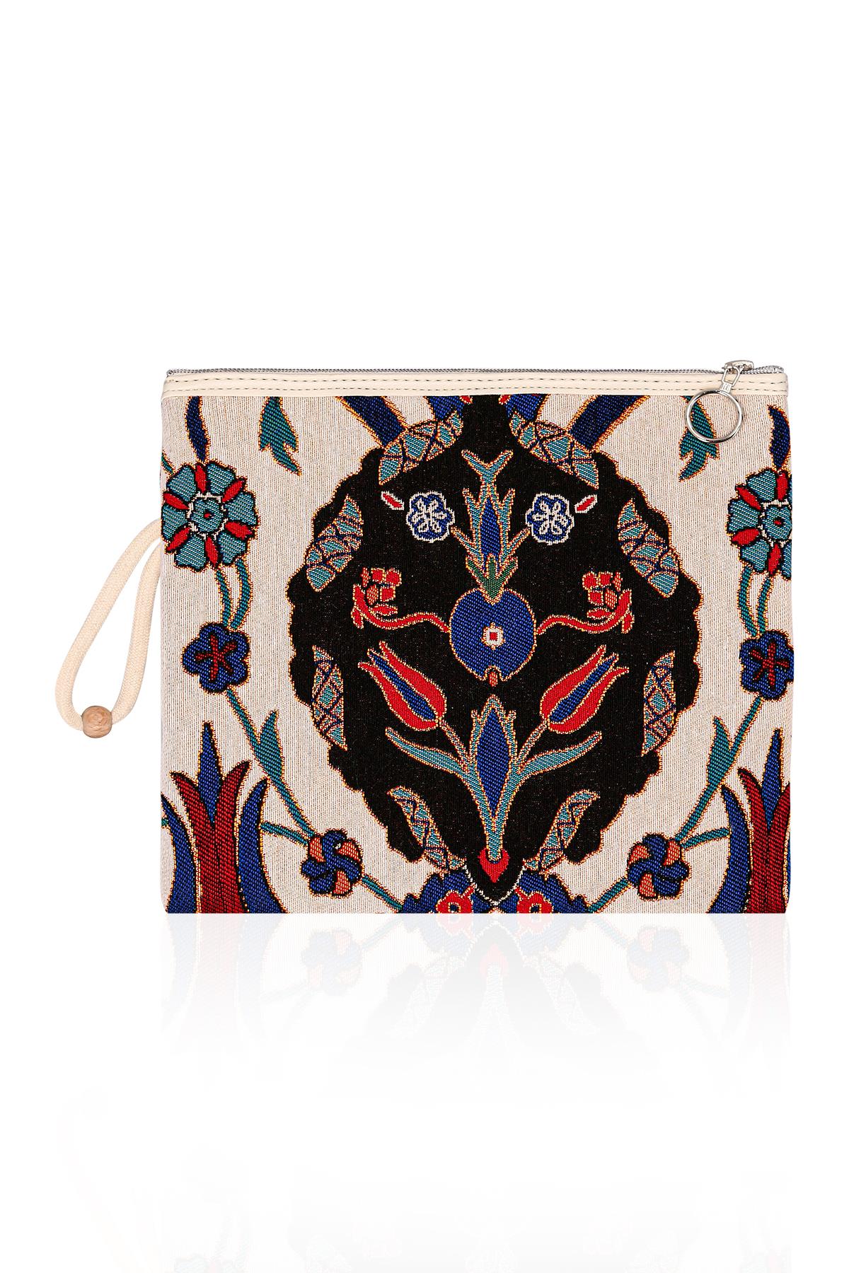 Etnik Desenli Kadın Portföy Clucth Çanta Makyaj Çanta El Çantası