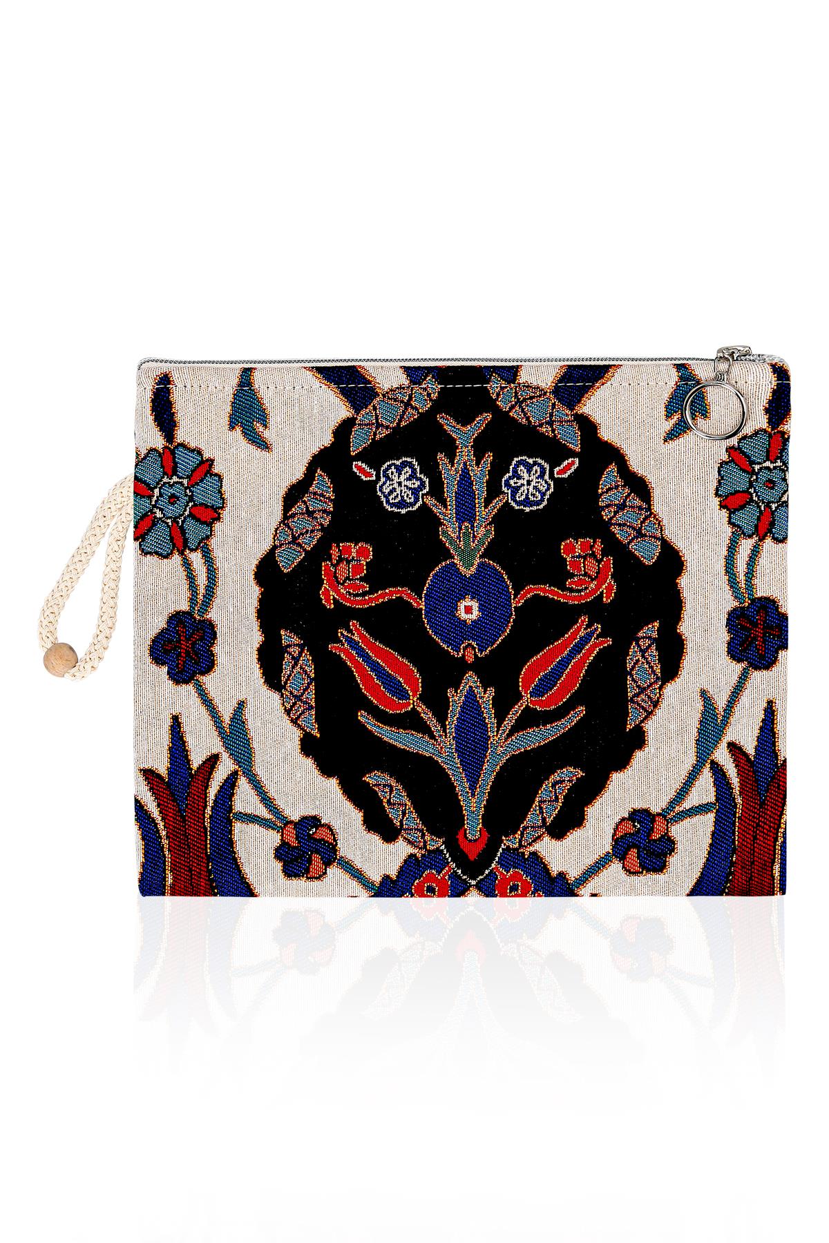 Etnik Desenli Kadın Portföy Clucth Çanta Makyaj Çanta El Çantası