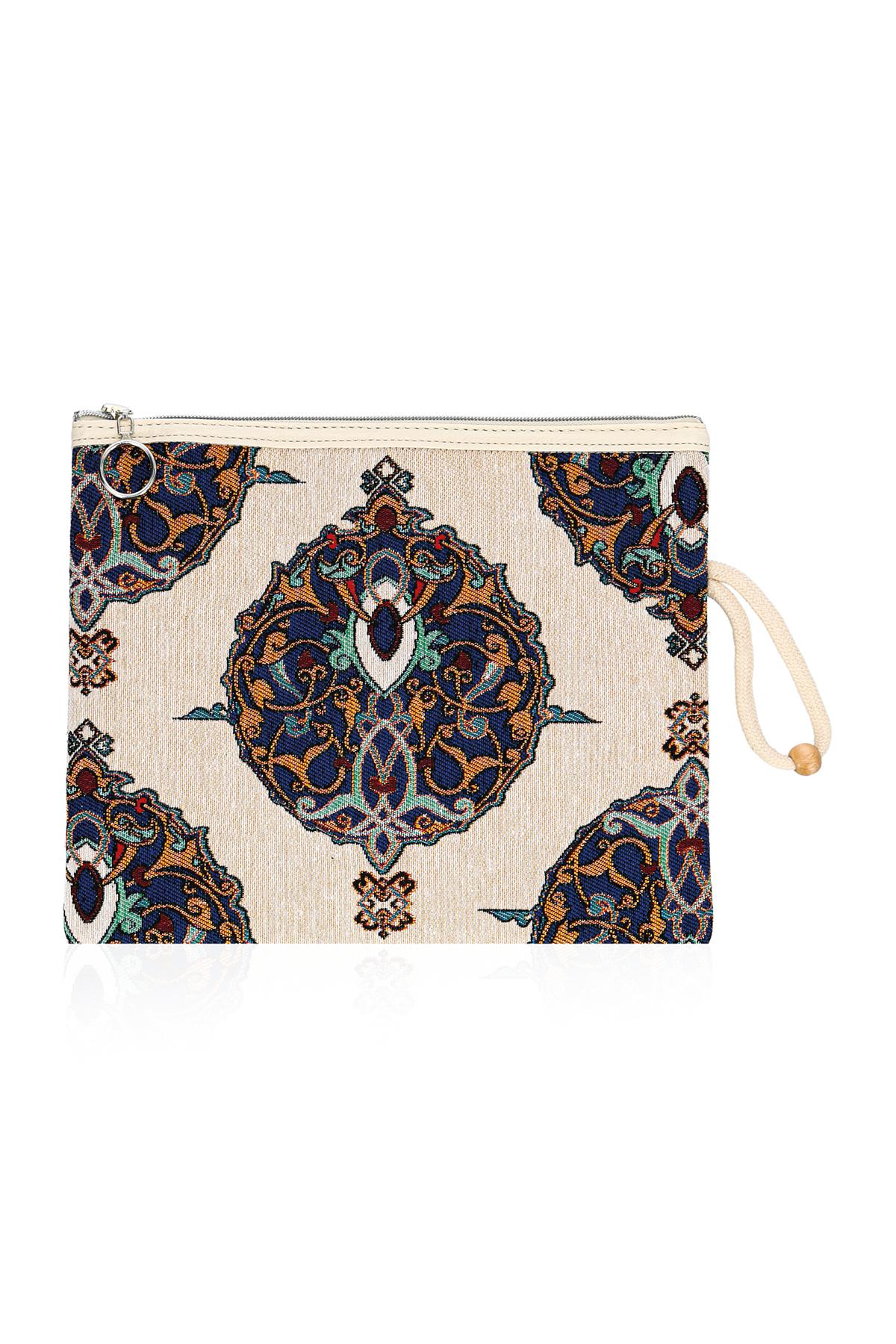 Etnik Desenli Kadın Portföy Clucth Çanta Makyaj Çanta El Çantası