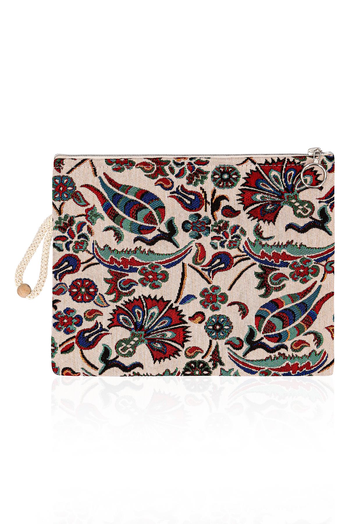 Etnik Desenli Kadın Portföy Clucth Çanta Makyaj Çanta El Çantası