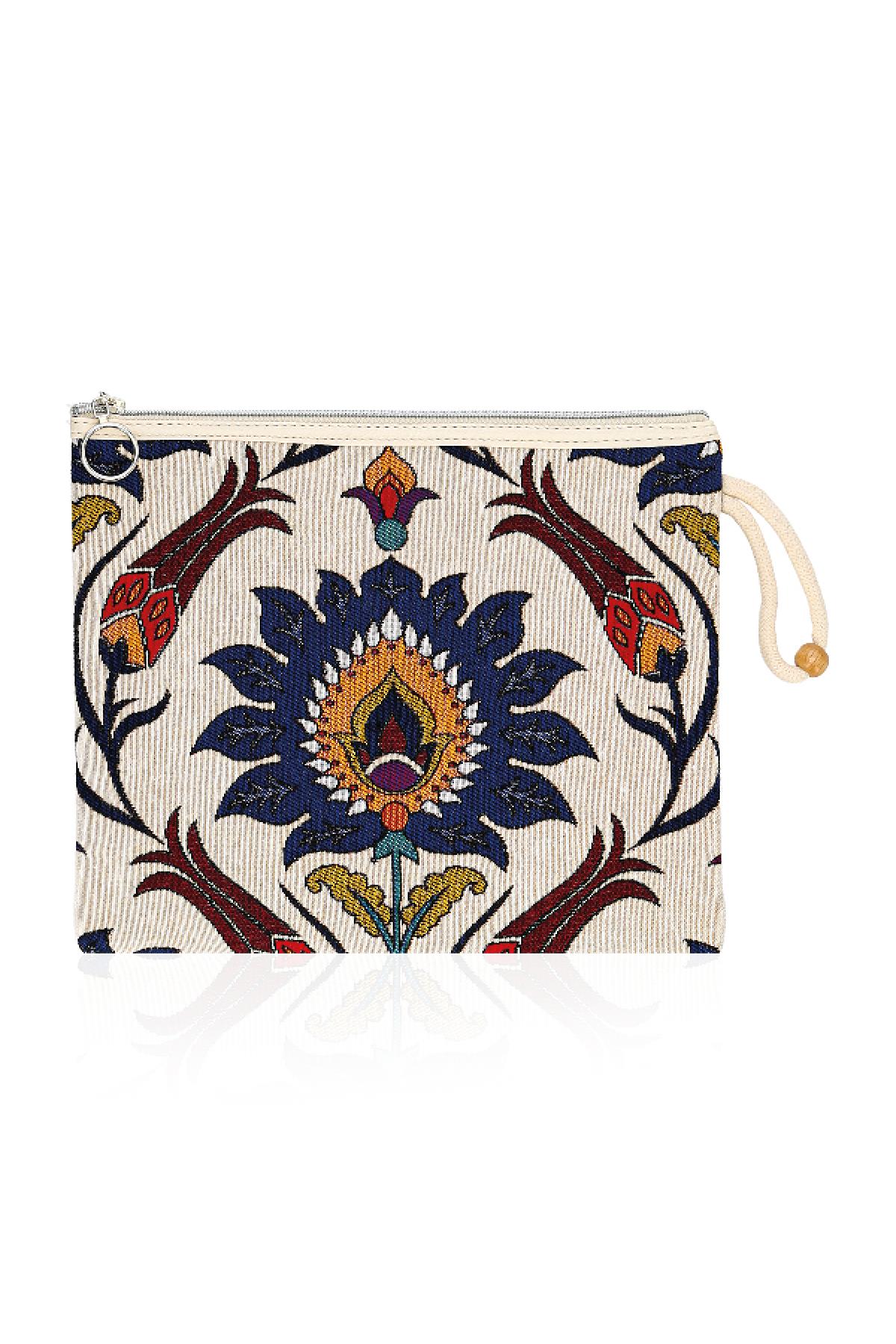 Etnik Desenli Kadın Portföy Clucth Çanta Makyaj Çanta El Çantası