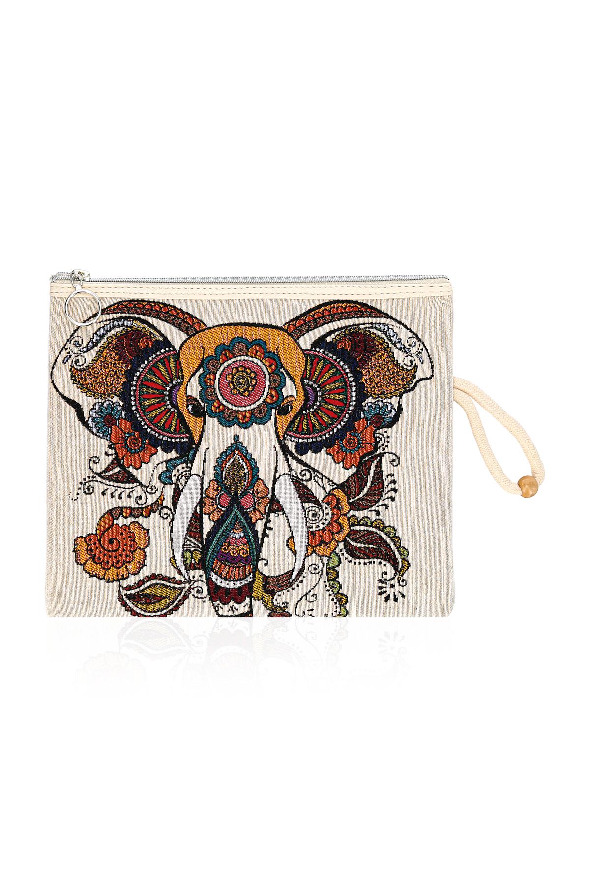 Etnik Desenli Kadın Portföy Clucth Çanta Makyaj Çanta El Çantası