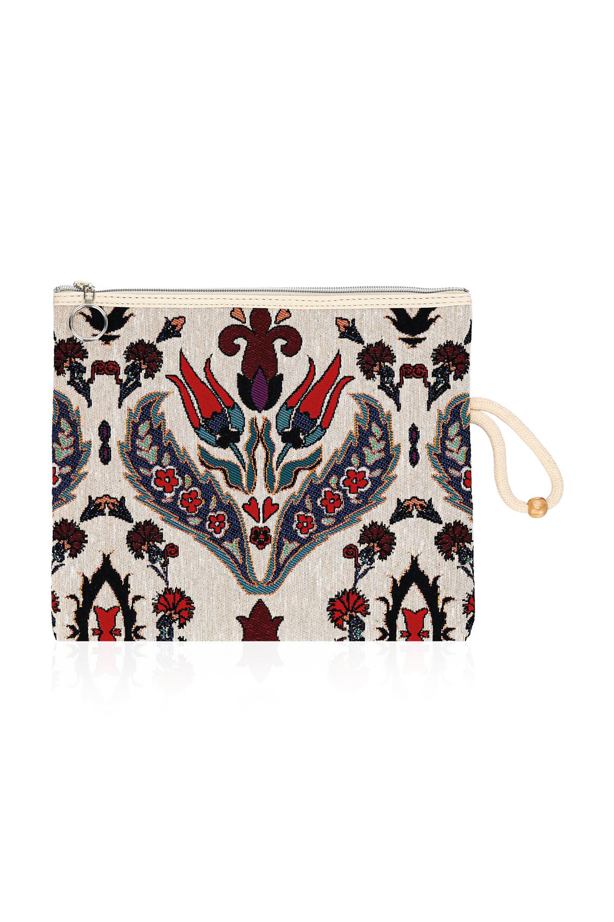 Etnik Desenli Kadın Portföy Clucth Çanta Makyaj Çanta El Çantası