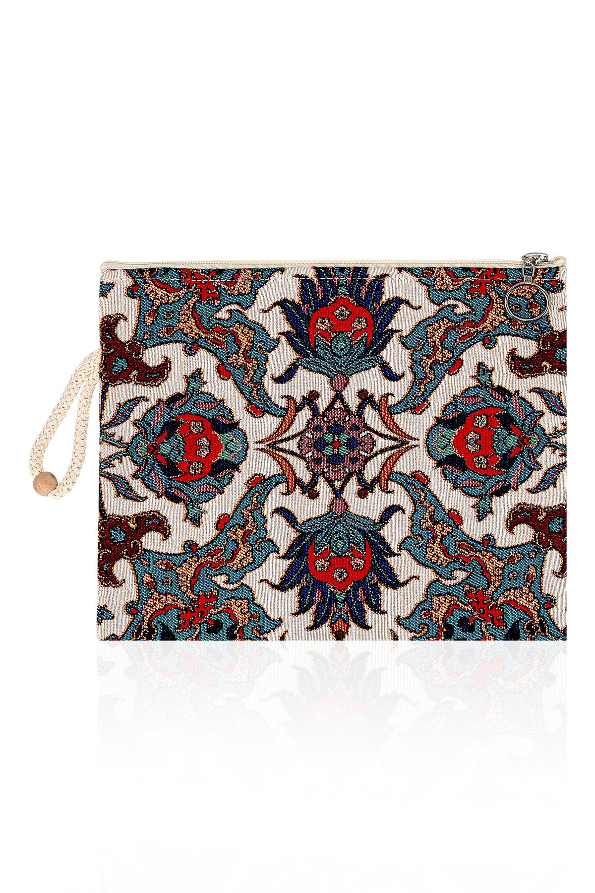 Etnik Desenli Kadın Portföy Clucth Çanta Makyaj Çanta El Çantası