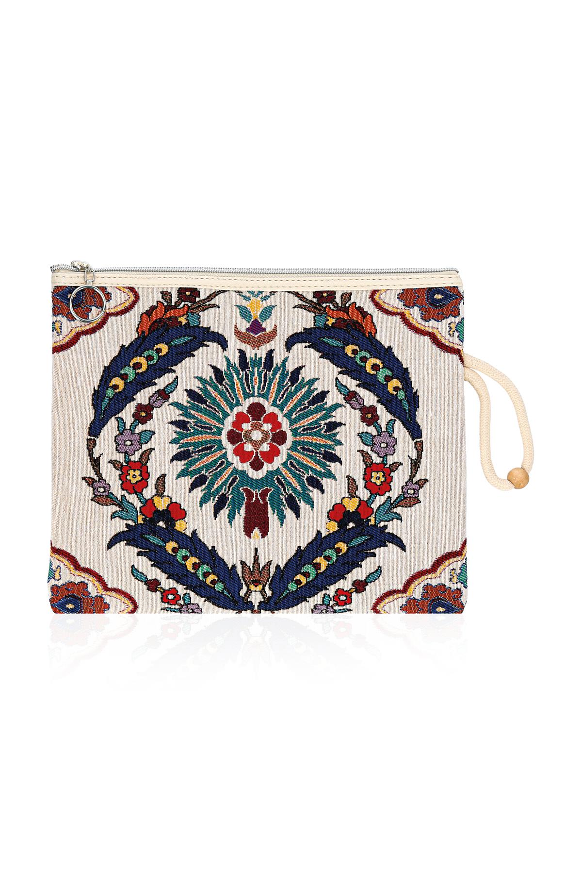 Etnik Desenli Kadın Portföy Clucth Çanta Makyaj Çanta El Çantası