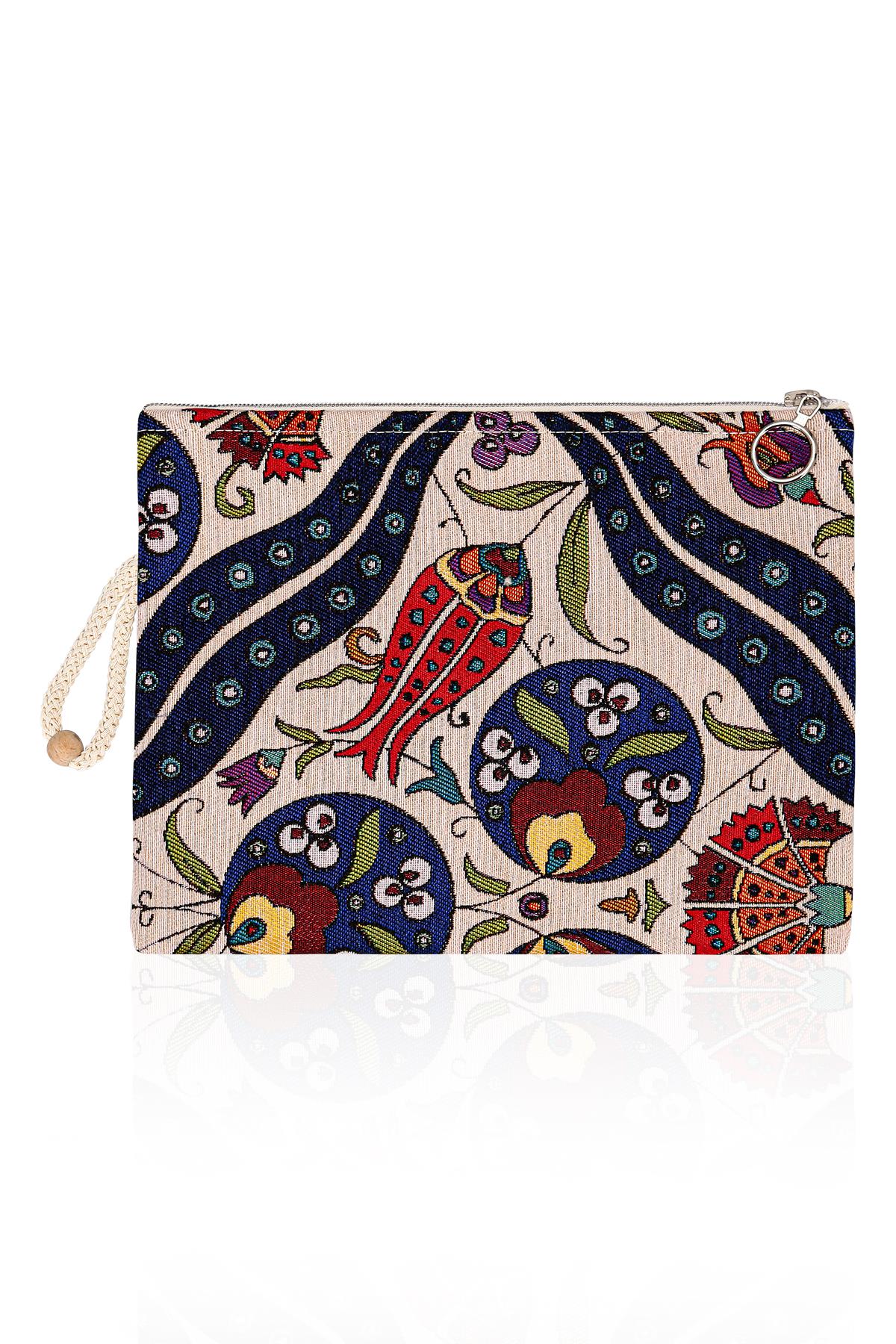 Etnik Desenli Kadın Portföy Clucth Çanta Makyaj Çanta El Çantası