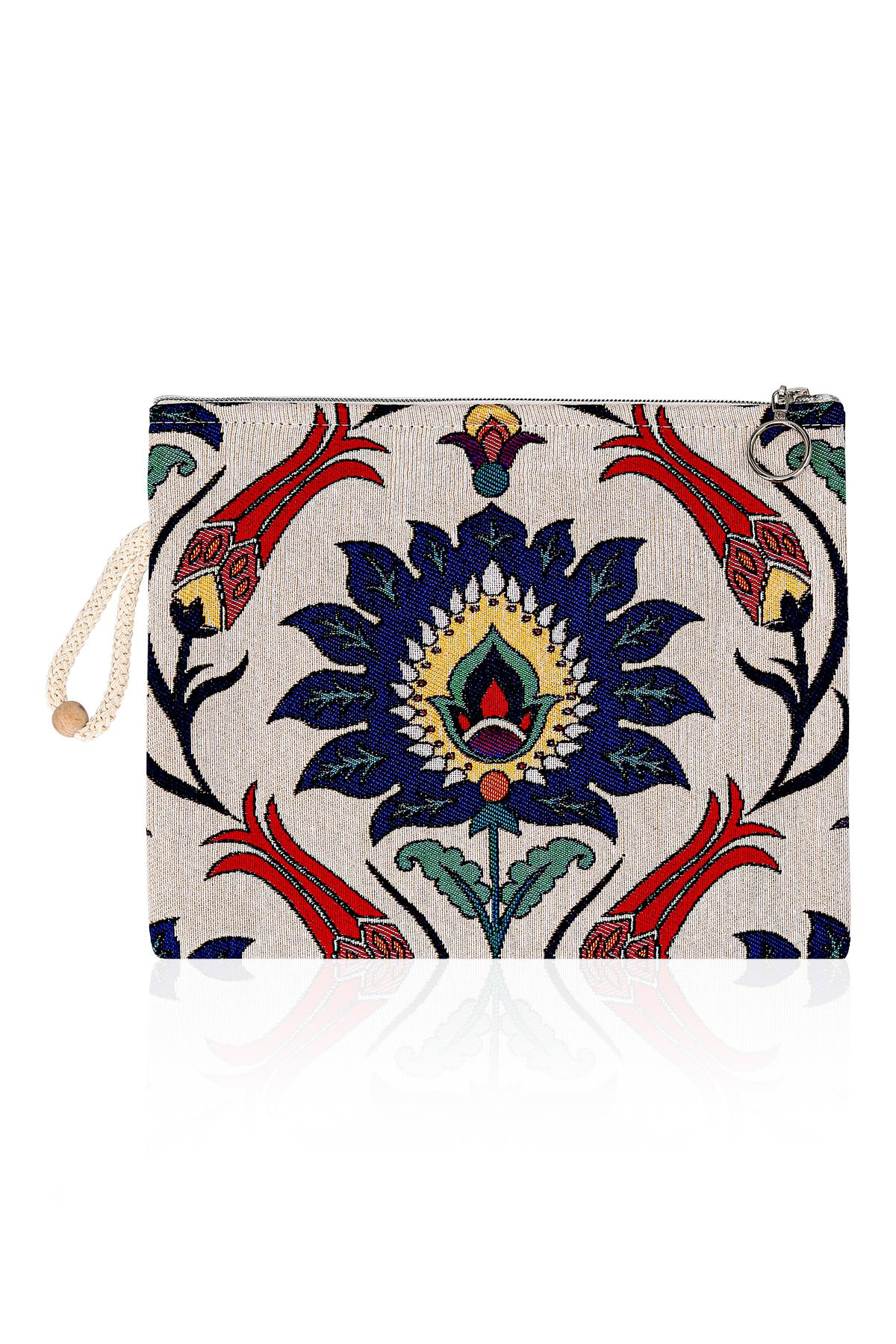 Etnik Desenli Kadın Portföy Clucth Çanta Makyaj Çanta El Çantası