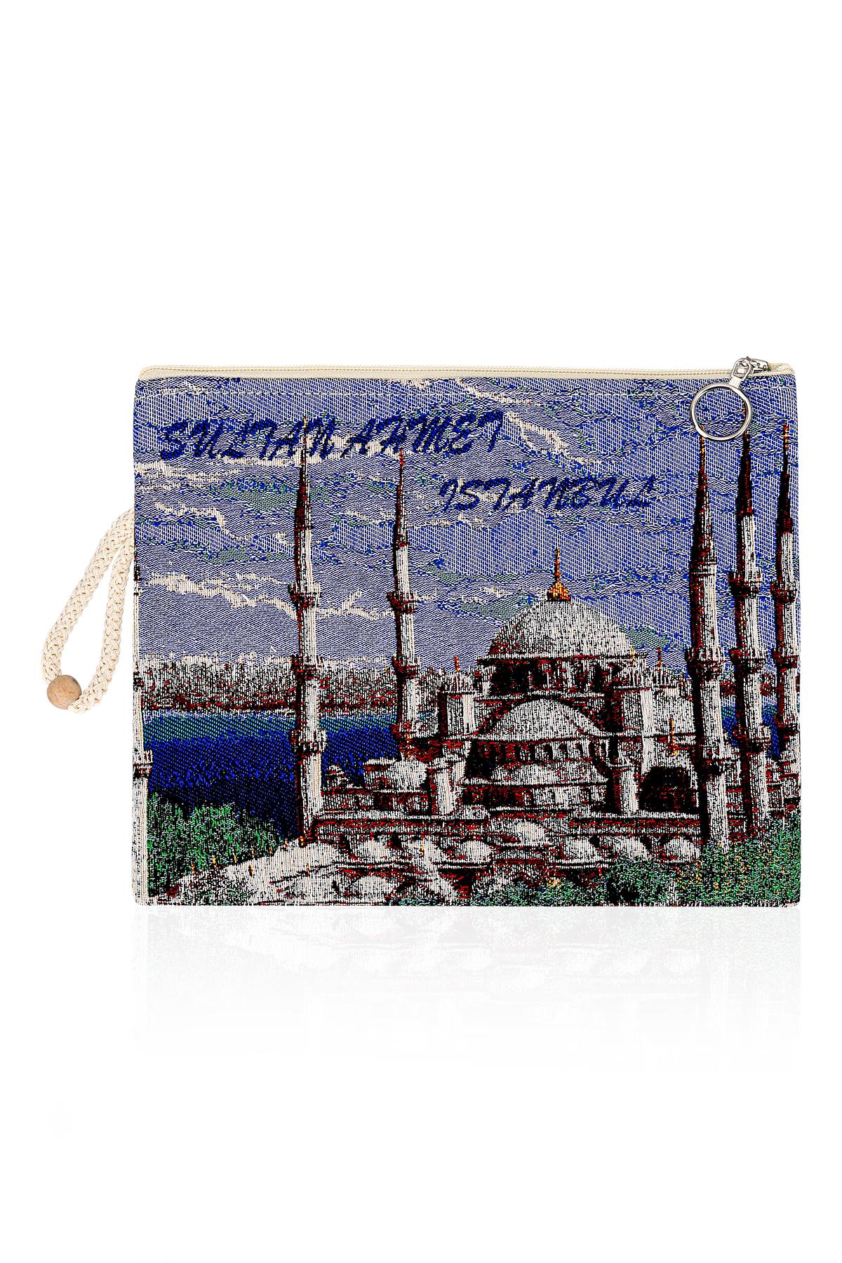 Etnik Desenli Kadın Portföy Clucth Çanta Makyaj Çanta El Çantası