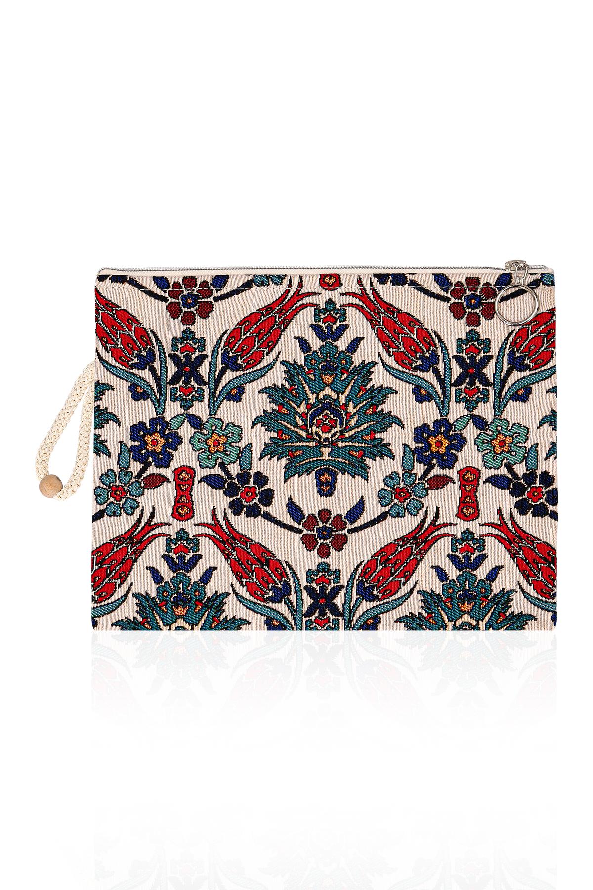 Etnik Desenli Kadın Portföy Clucth Çanta Makyaj Çanta El Çantası