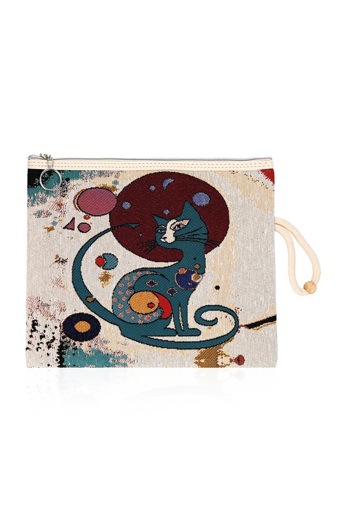 Etnik Desenli Kadın Portföy Clucth Çanta Makyaj Çanta El Çantası