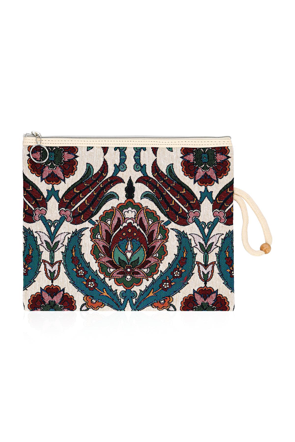 Etnik Desenli Kadın Portföy Clucth Çanta Makyaj Çanta El Çantası