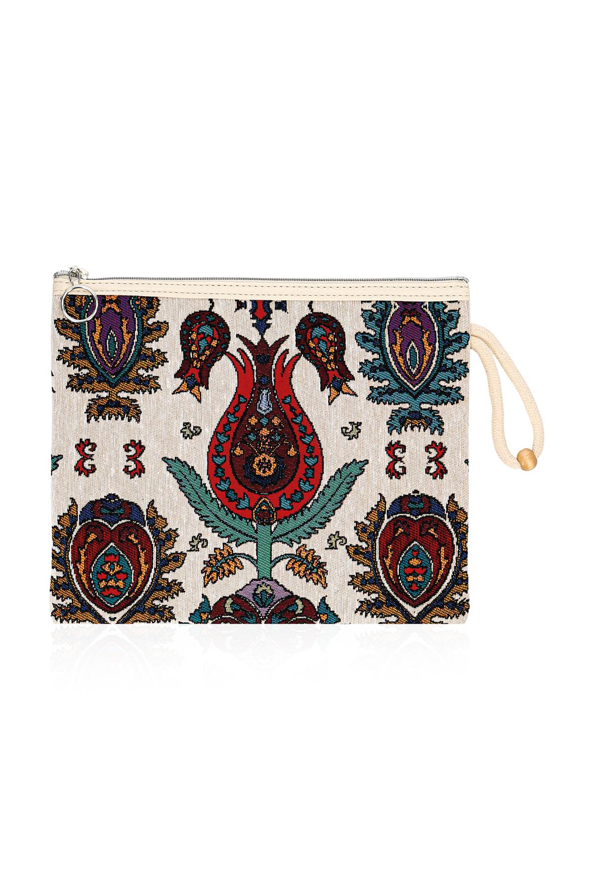 Etnik Desenli Kadın Portföy Clucth Çanta Makyaj Çanta El Çantası