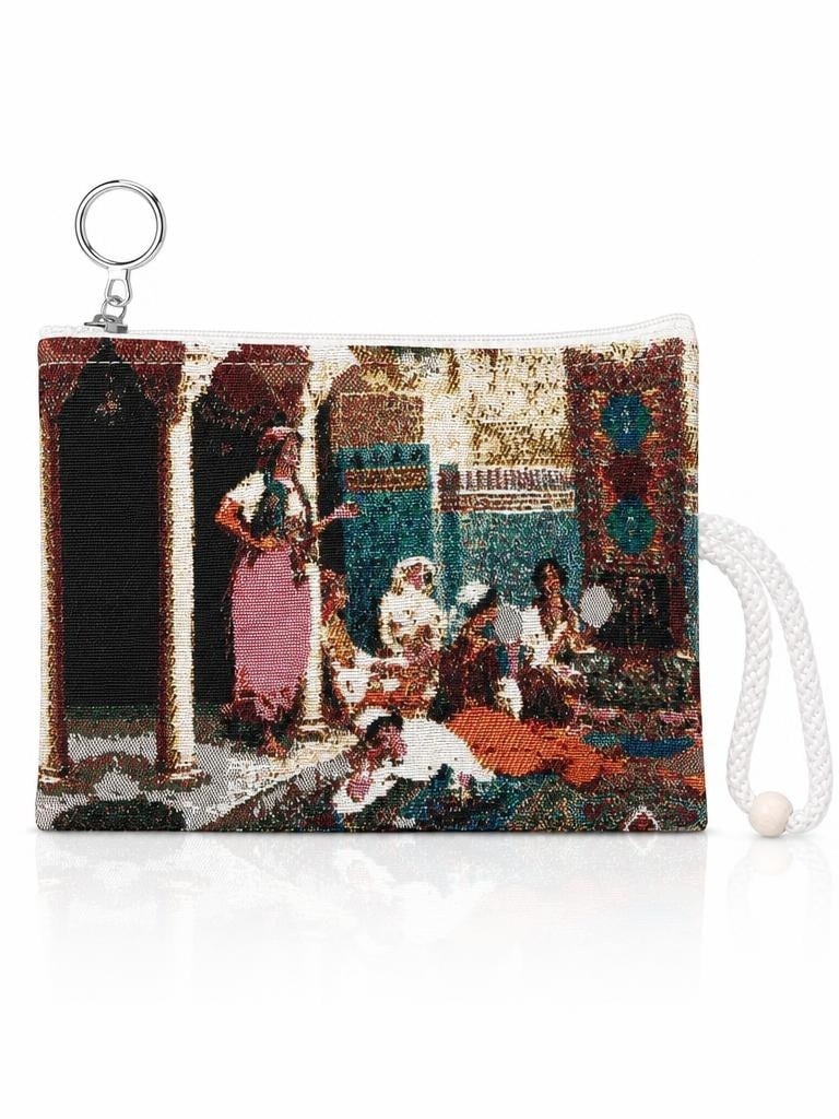Etnik Desenli Kadın Portföy Clucth Çanta Makyaj Mini Çanta El Çantası