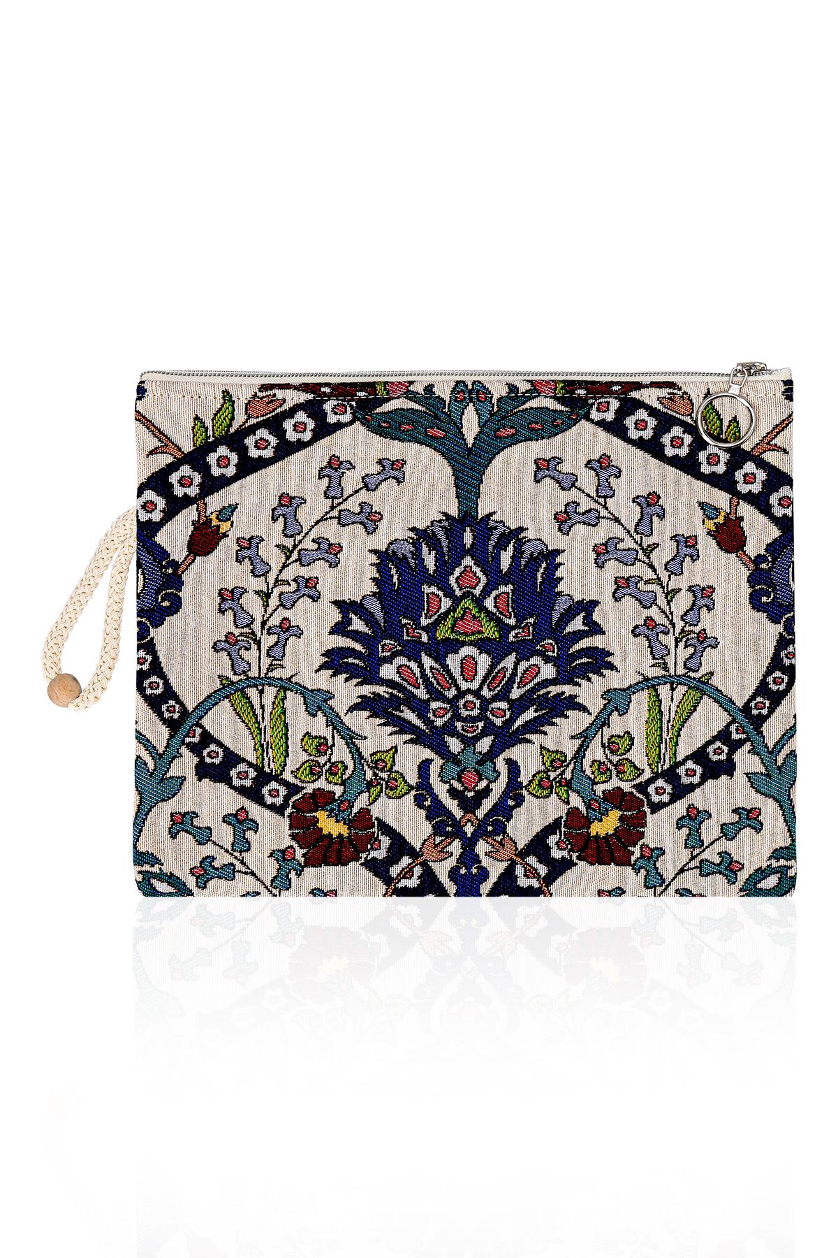 Etnik Desenli Kadın Portföy Clucth Çanta Makyaj Çanta El Çantası