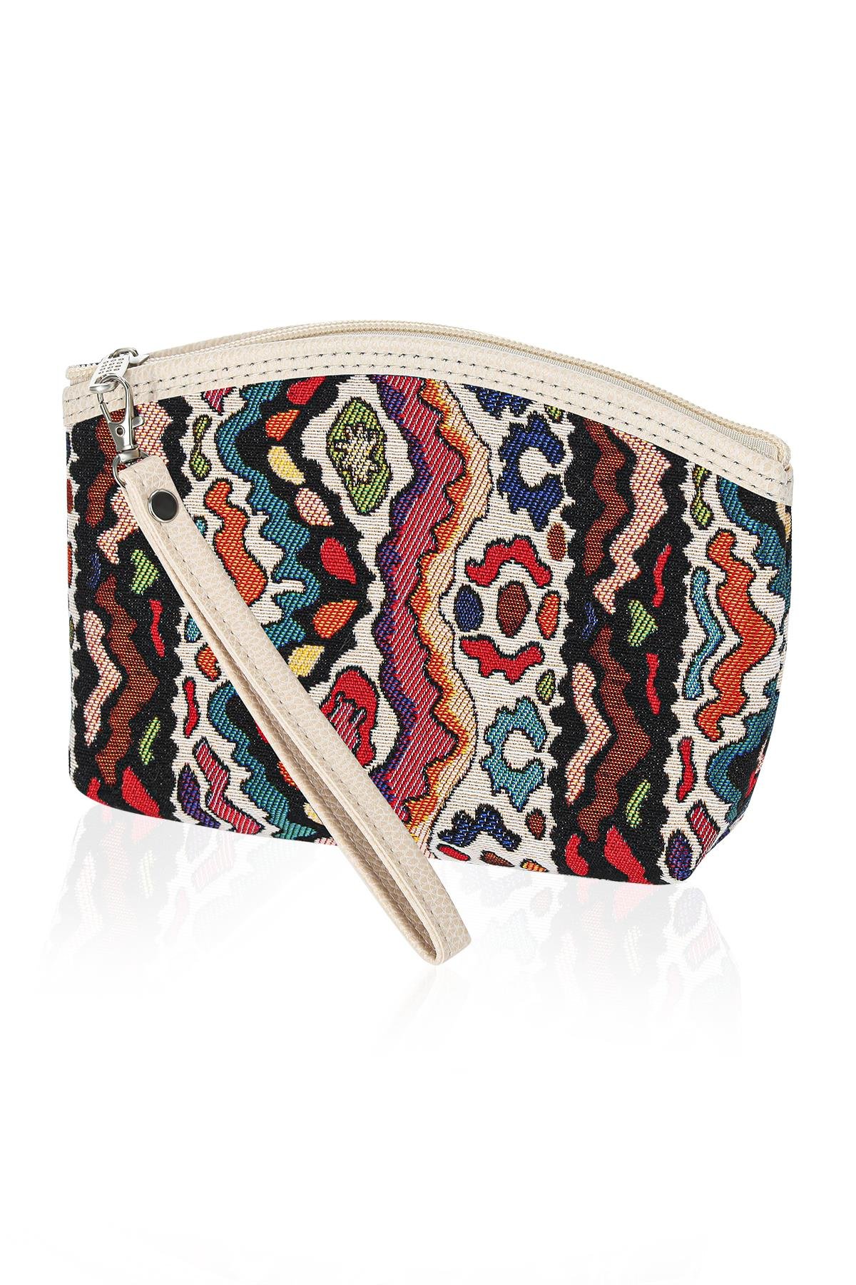 Etnik Desenli Kadın Portföy Clucth Çanta Makyaj Çanta El Çantası