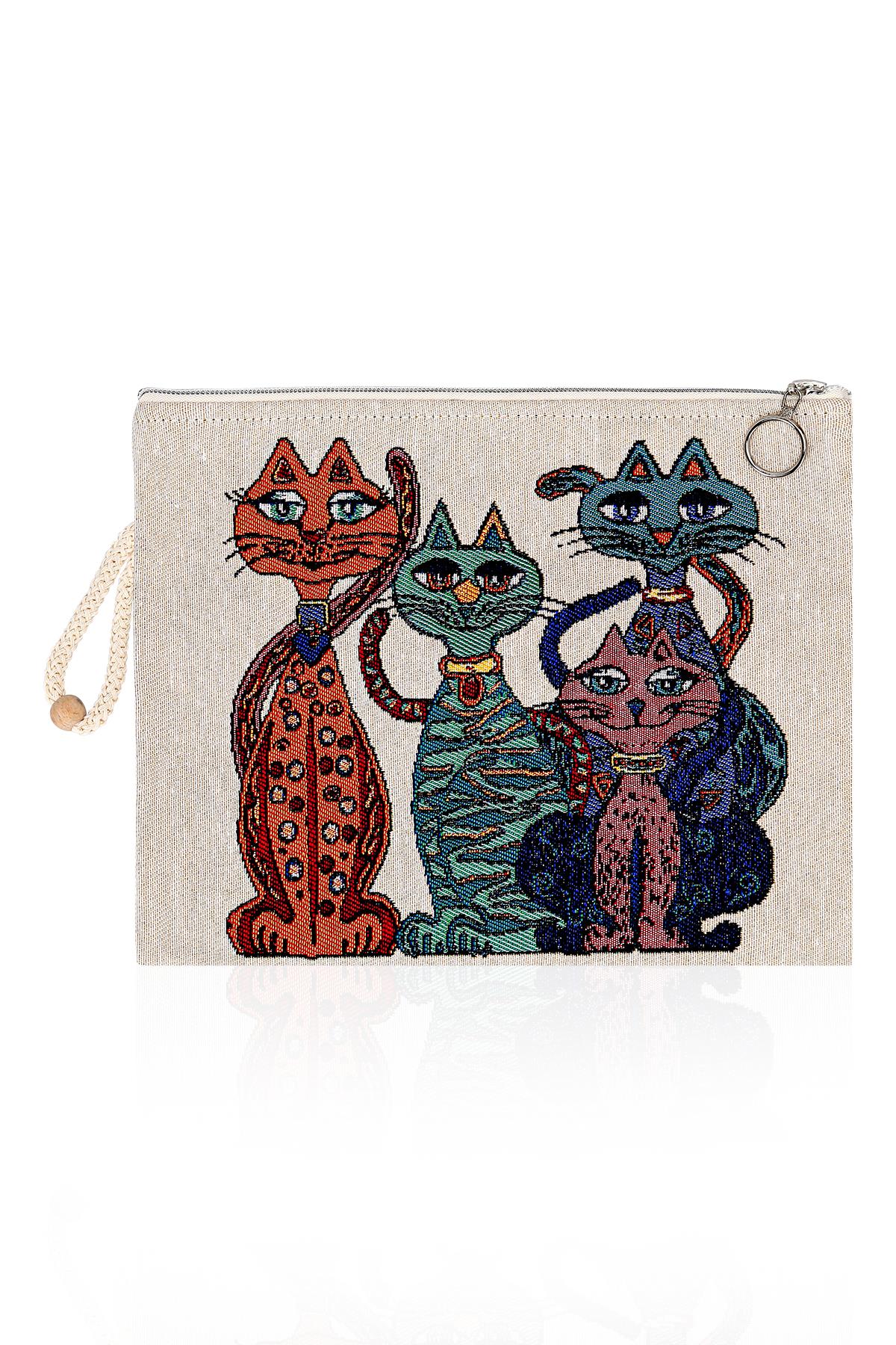 Etnik Desenli Kadın Portföy Clucth Çanta Makyaj Çanta El Çantası