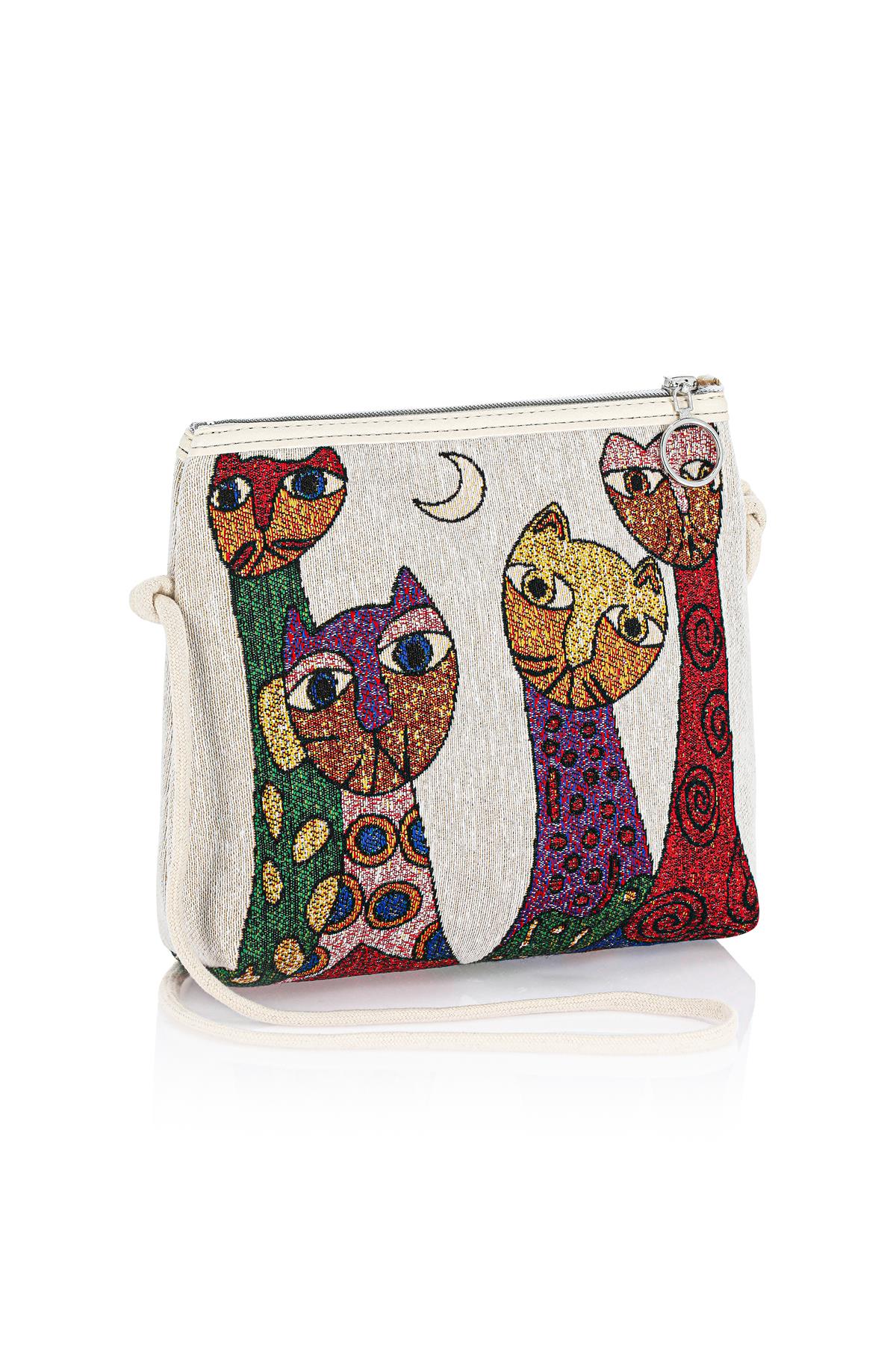 Etnik Desenli Kadın Sırt El Omuz Çanta Mottif İstanbul Otantik Goblen 1051