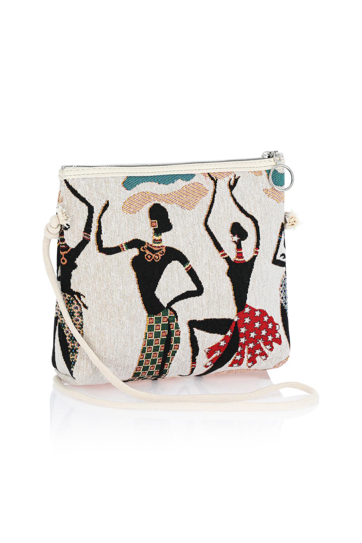 Etnik Desenli Kadın Sırt El Omuz Çanta Mottif İstanbul Otantik Goblen 1051