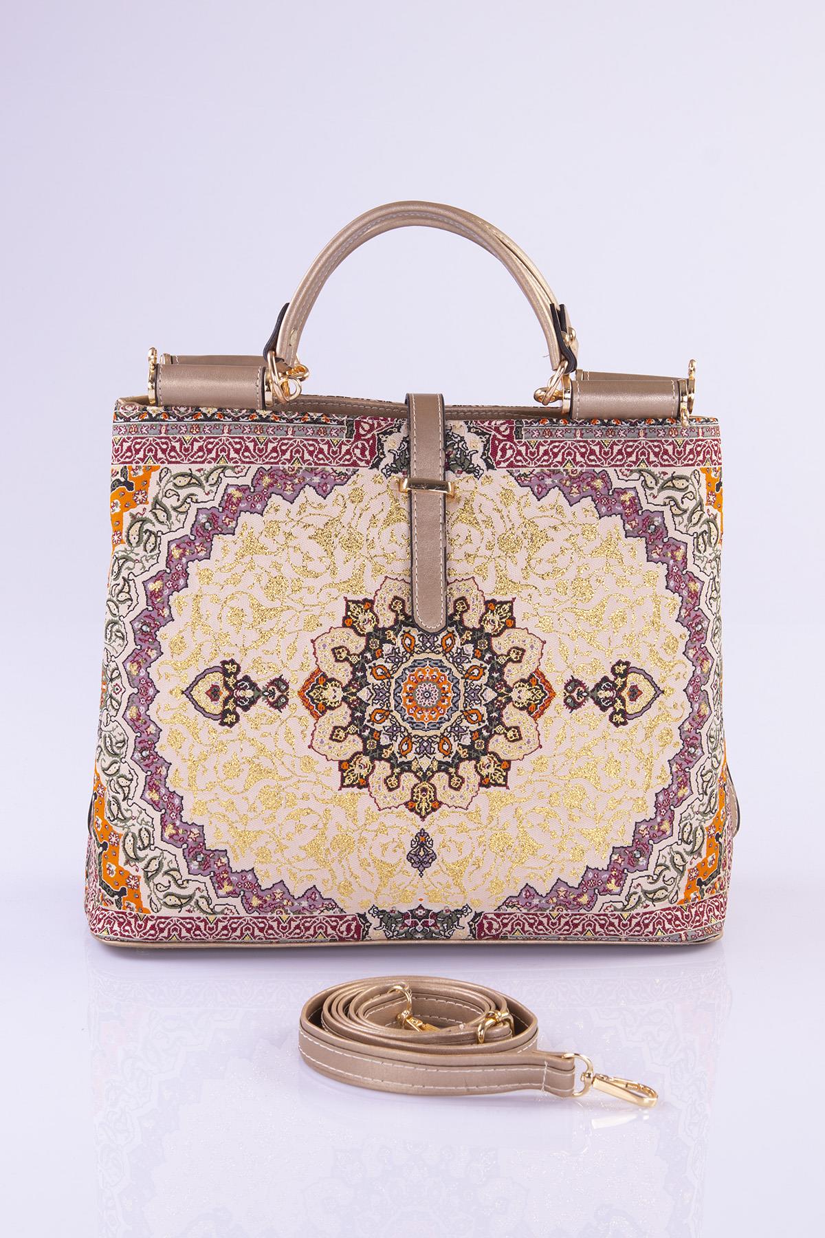 Mottif İstanbul  Otantik Dokuma Gold Omuz Çanta 1026.01