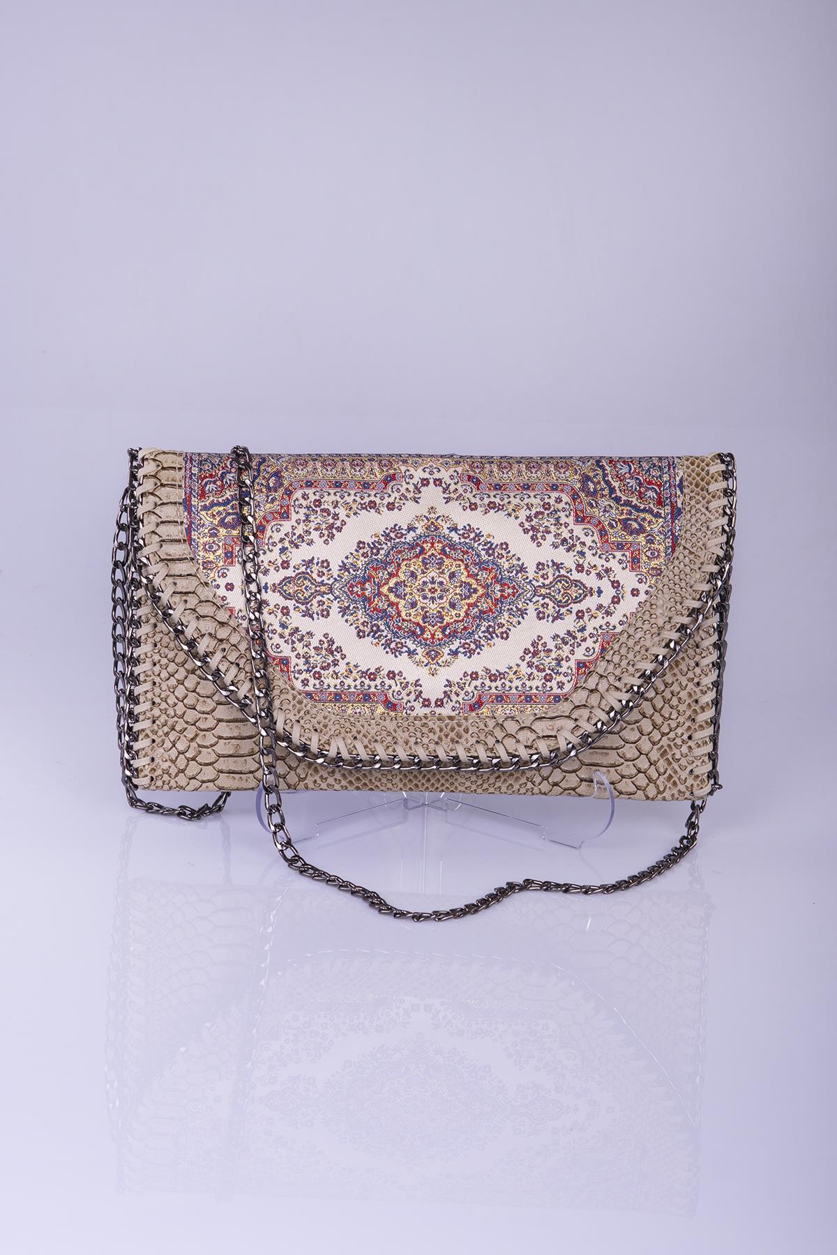 Mottif  İstanbul  Otantik Dokuma Kadın Portföy Clutch Çanta 1007.03