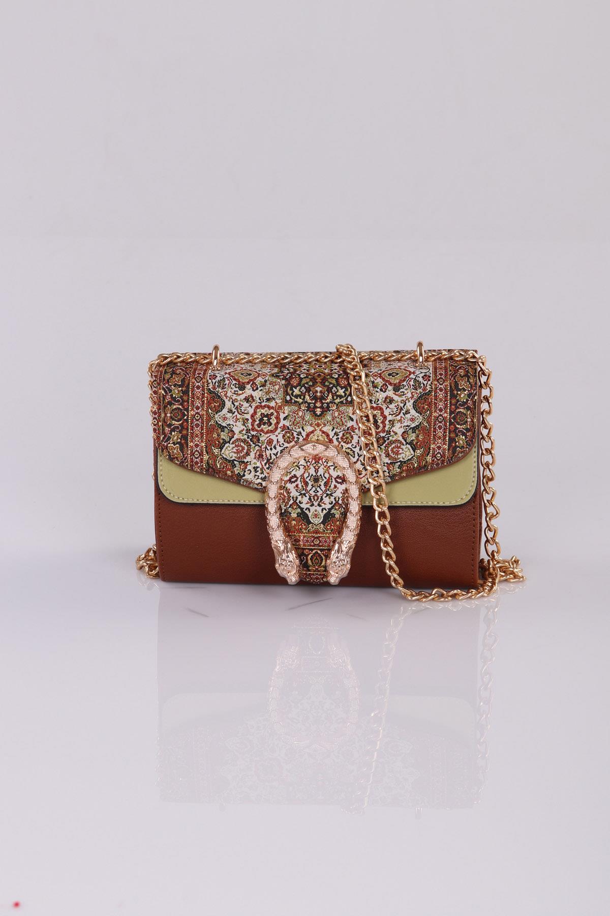Mottif İstanbul Zincirli  Otantik Dokuma Taba Kadın Omuz Çanta 1019.06