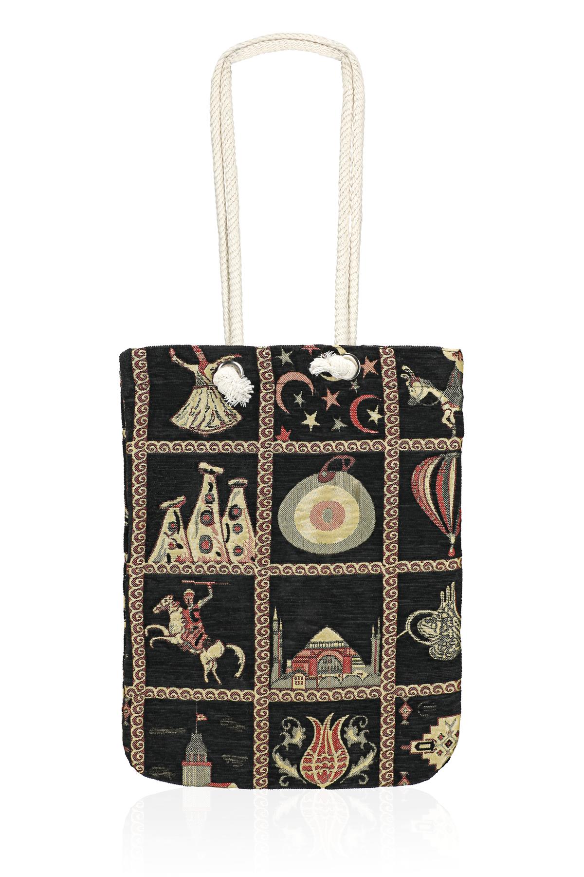 Omuz Çanta Kadın Çanta Motif İstanbul Otantik Şönil Heybe Çanta