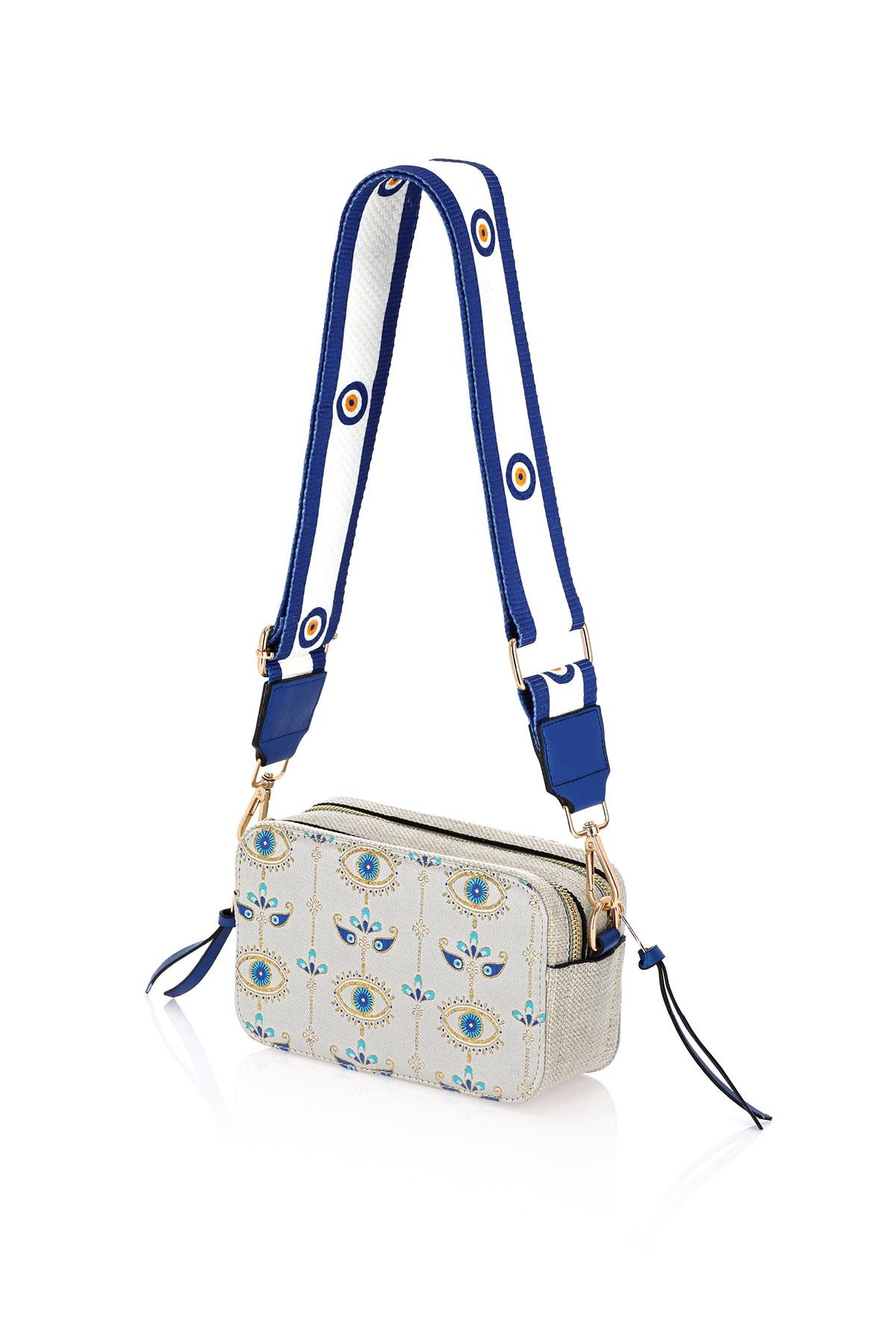 Omuz Kadın Çanta Fermuarlı Ayarlanabilir Askılı El Kol ve Omuz Çantası Motif İstanbul Nazar 1071