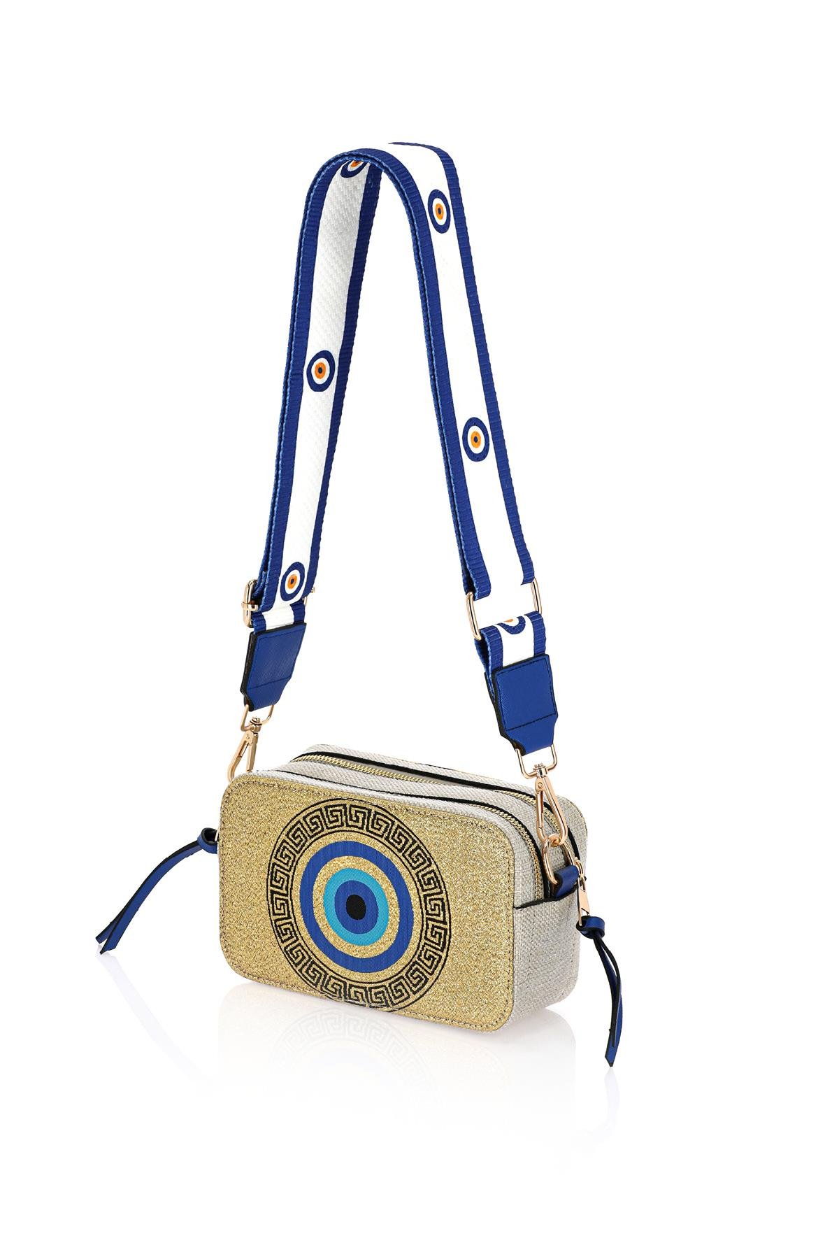 Omuz Kadın Çanta Fermuarlı Ayarlanabilir Askılı El Kol ve Omuz Çantası Motif İstanbul Nazar 1071