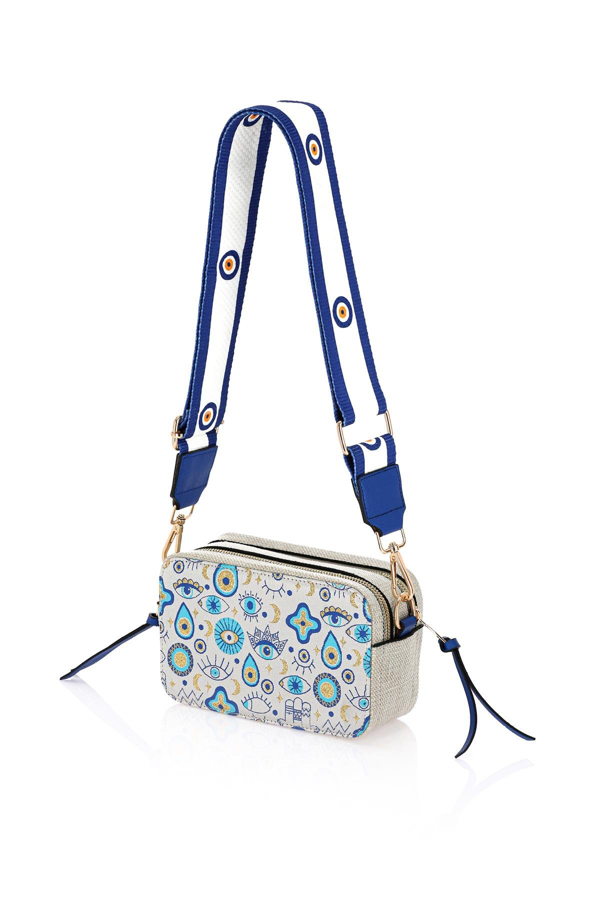 Omuz Kadın Çanta Fermuarlı Ayarlanabilir Askılı El Kol ve Omuz Çantası Motif İstanbul Nazar 1071