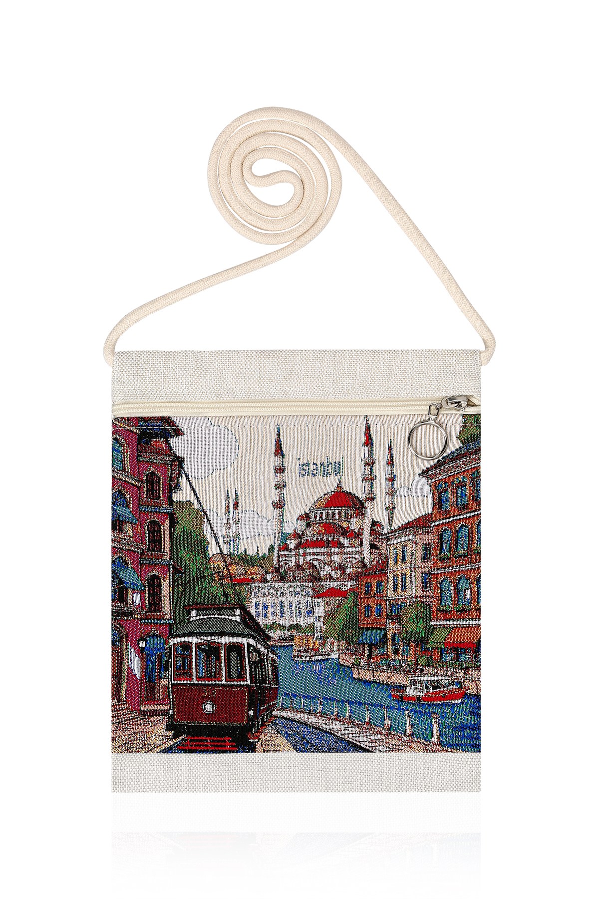 Örme Askılı Kadın El Omuz Çanta Mottif İstanbul Otantik Goblen Heybe Küçük