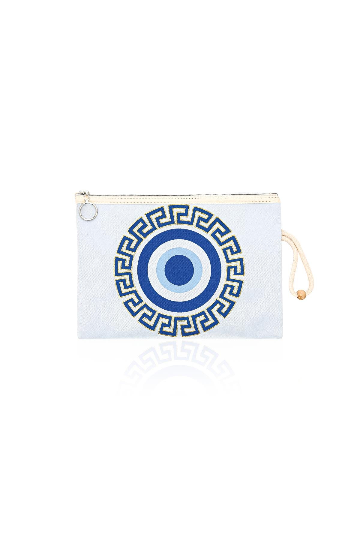 Özel Tasarım Nazar Desenli Kadın Portföy Clucth Çanta Makyaj Çanta El Çantası