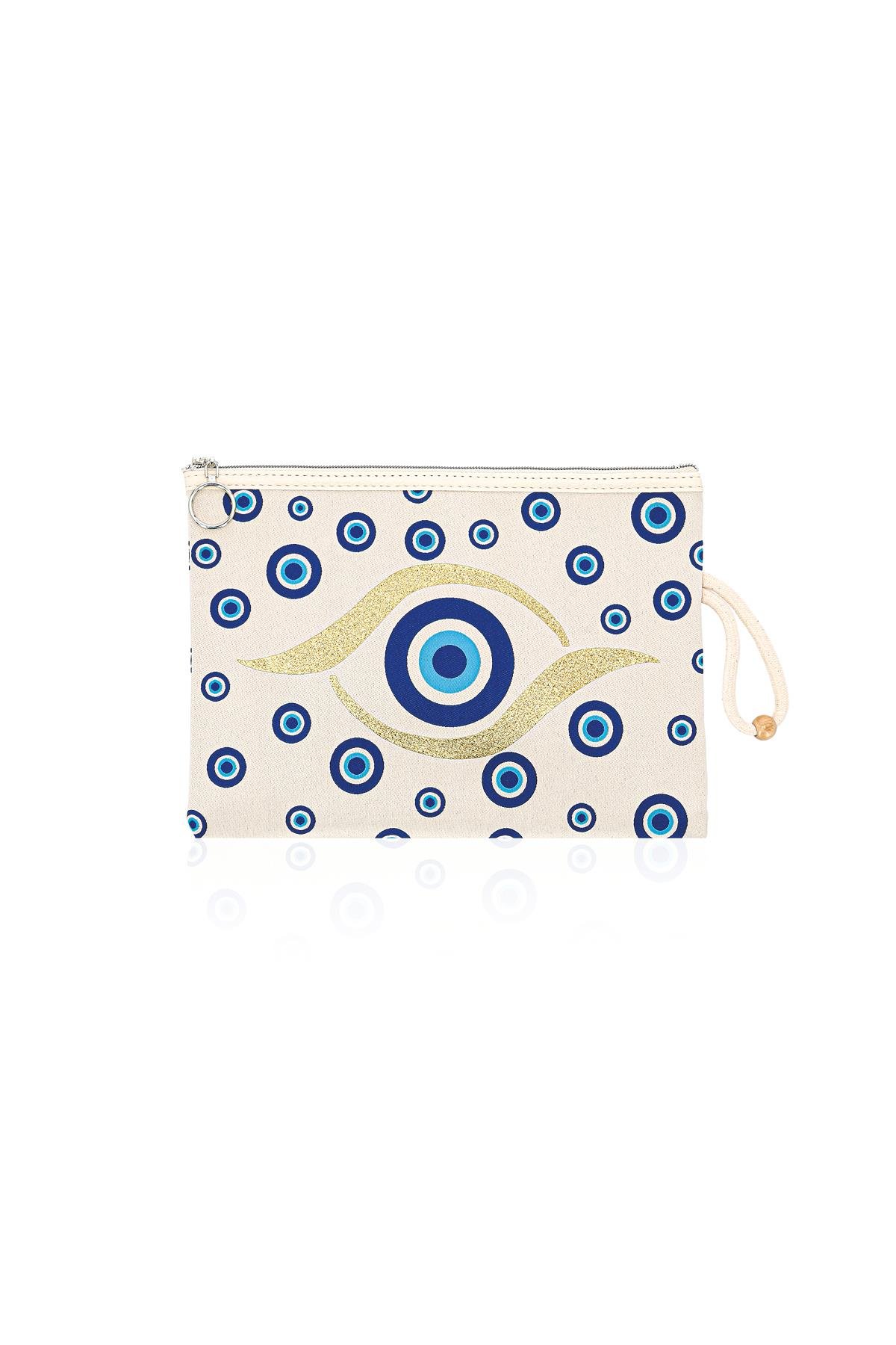 Özel Tasarım Nazar Desenli Kadın Portföy Clucth Çanta Makyaj Çanta El Çantası