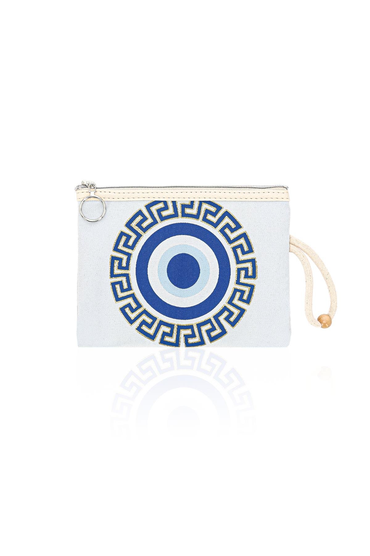 Özel Tasarım Nazar Desenli Kadın Portföy Clucth Çanta Makyaj Çanta El Çantası