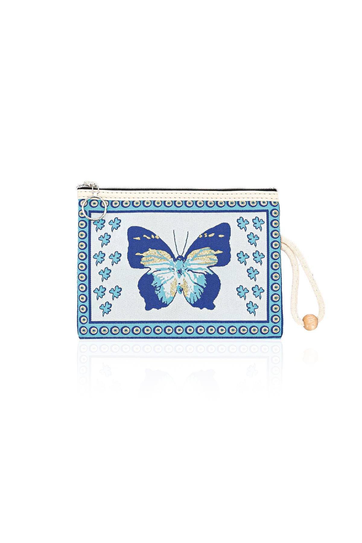 Özel Tasarım Nazar Desenli Kadın Portföy Clucth Çanta Makyaj Çanta El Çantası