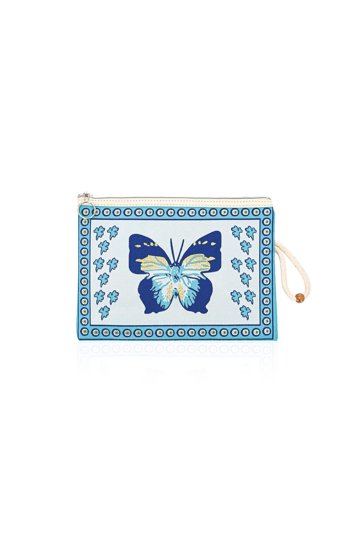 Özel Tasarım Nazar Desenli Kadın Portföy Clucth Çanta Makyaj Çanta El Çantası