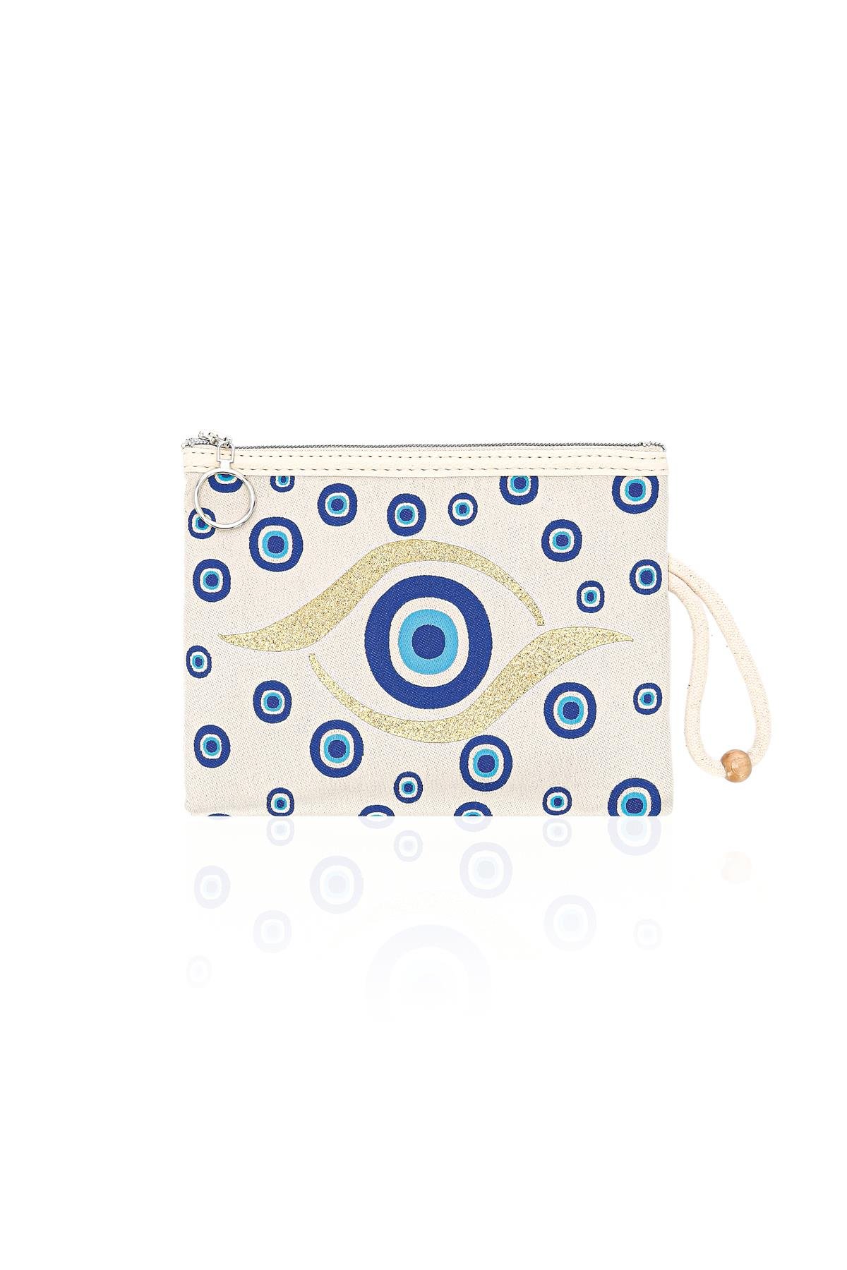 Özel Tasarım Nazar Desenli Kadın Portföy Clucth Çanta Makyaj Çanta El Çantası