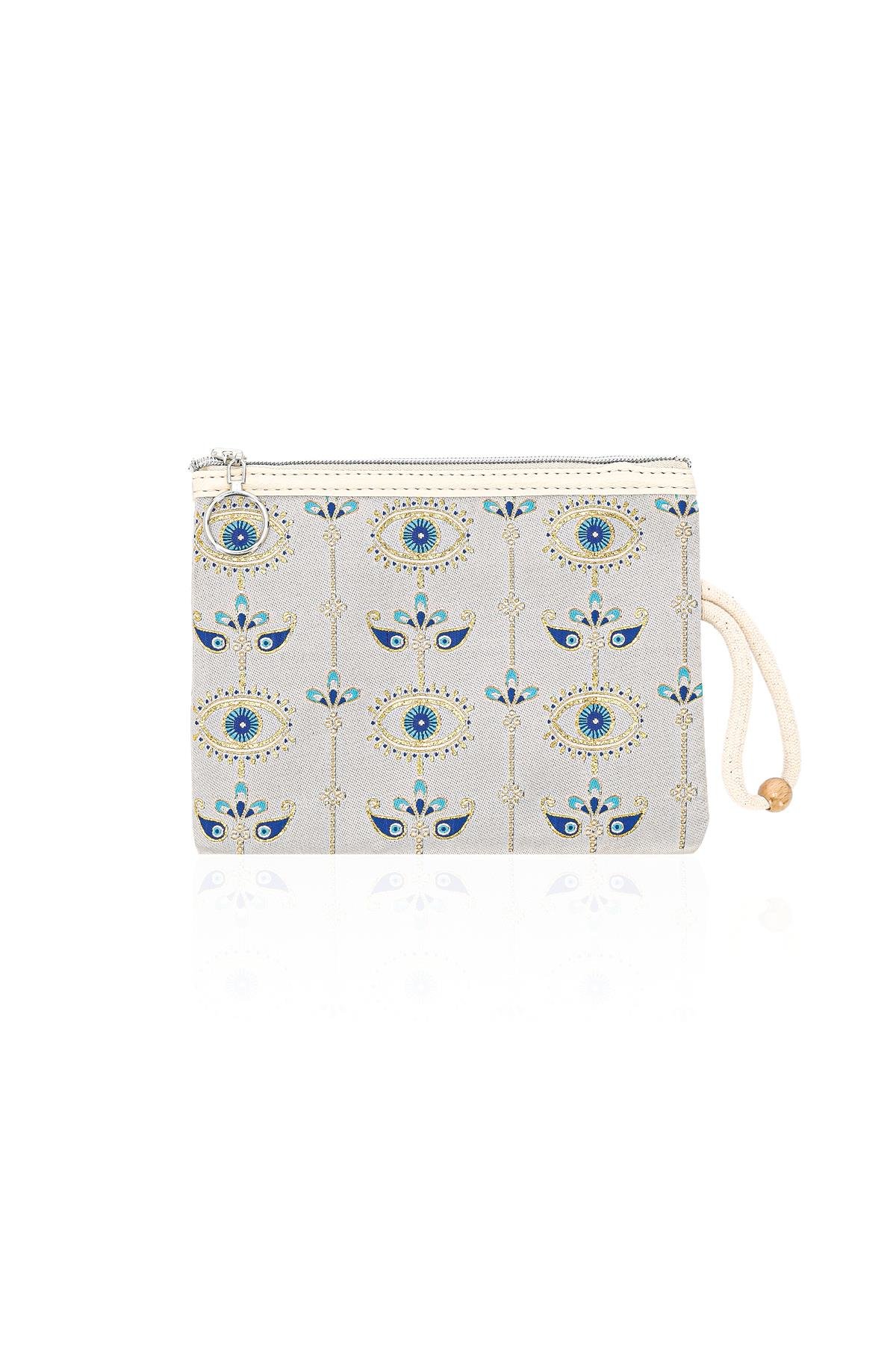 Özel Tasarım Nazar Desenli Kadın Portföy Clucth Çanta Makyaj Çanta El Çantası