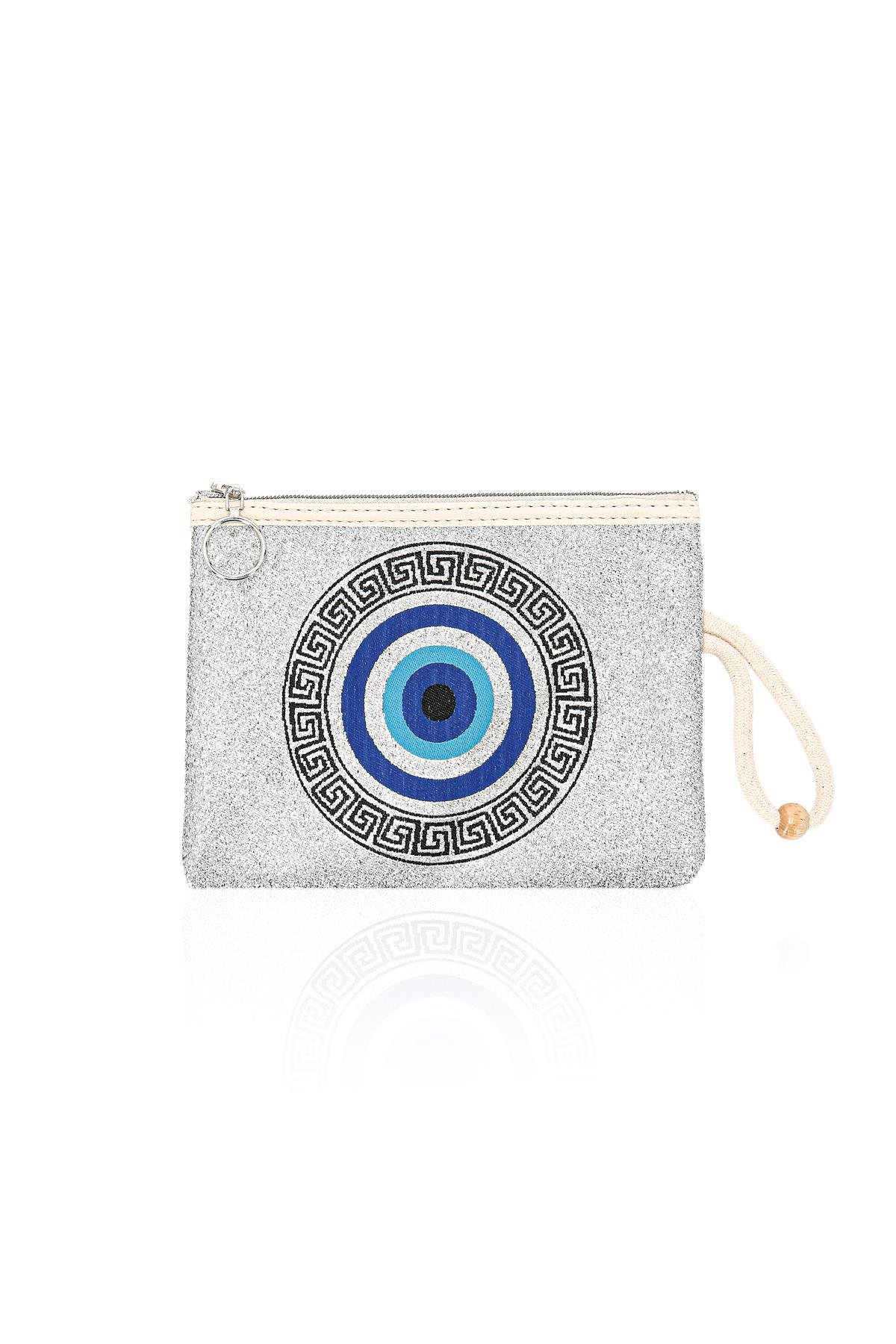 Özel Tasarım Nazar Desenli Kadın Portföy Clucth Çanta Makyaj Çanta El Çantası