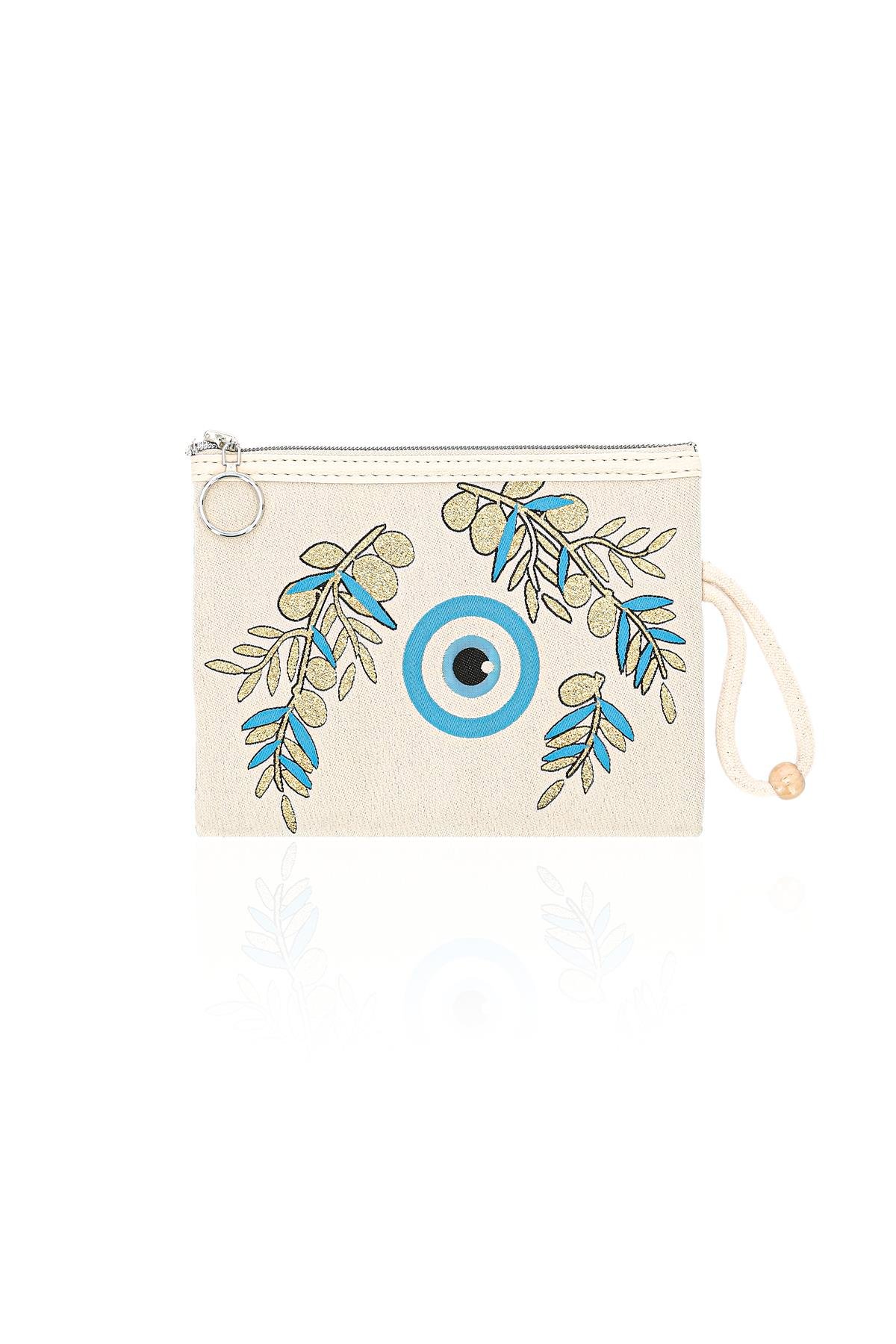 Özel Tasarım Nazar Desenli Kadın Portföy Clucth Çanta Makyaj Çanta El Çantası