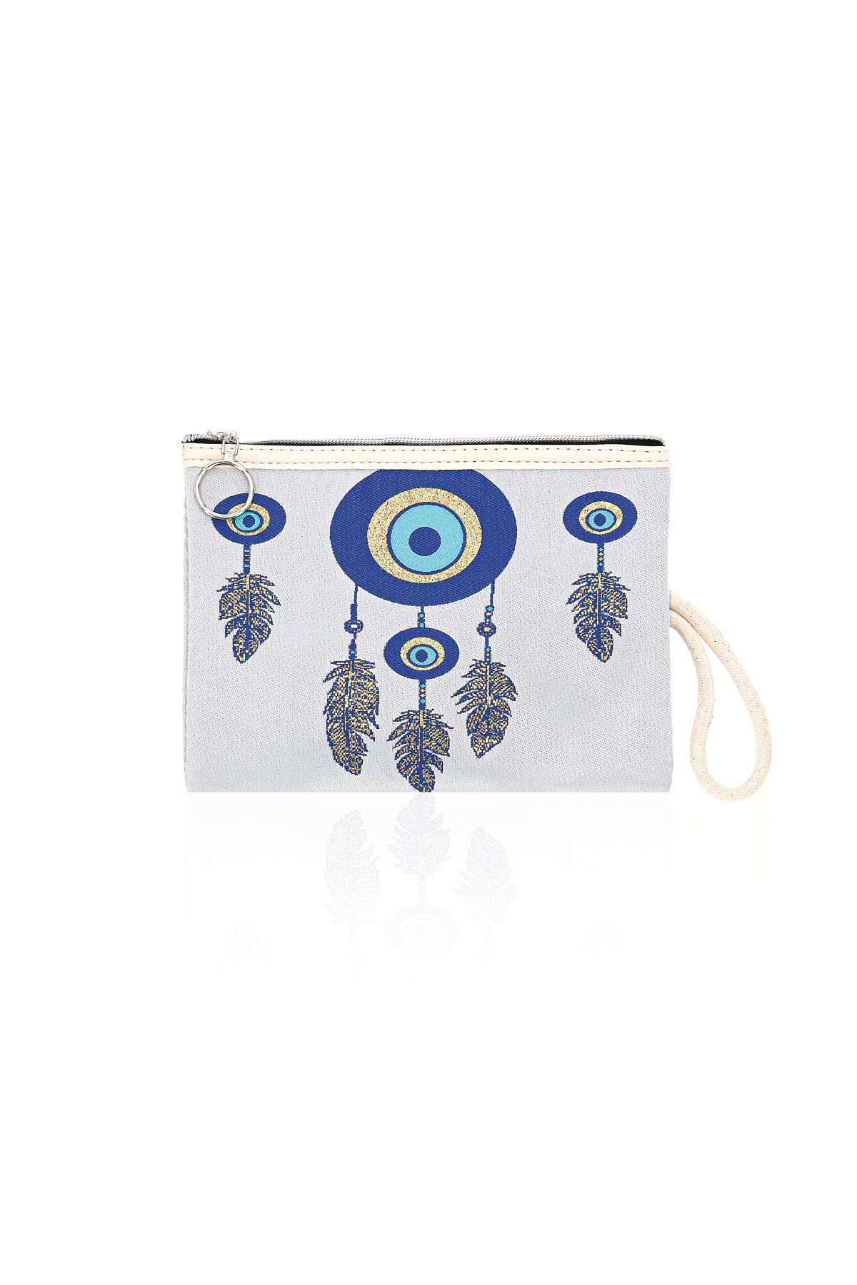 Özel Tasarım Nazar Desenli Kadın Portföy Clucth Çanta Makyaj Çanta El Çantası