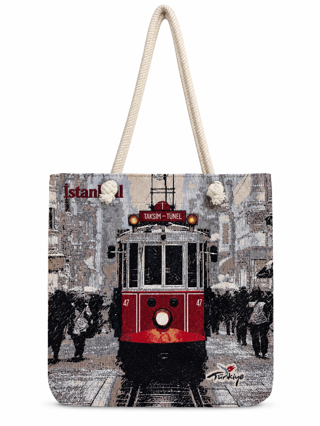 Örme Askılı Kadın El Omuz Çanta Mottif İstanbul Otantik Goblen Heybe
