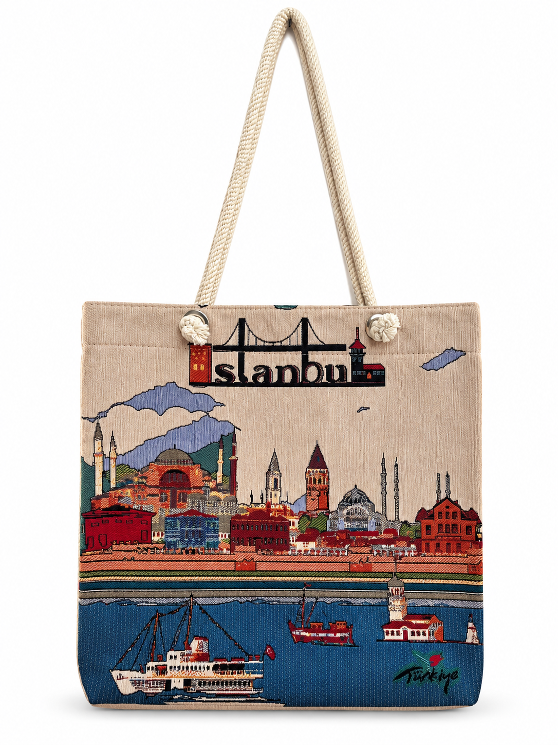 Plaj çanta  Kadın El Omuz Çanta Mottif İstanbul Otantik Goblen Heybe