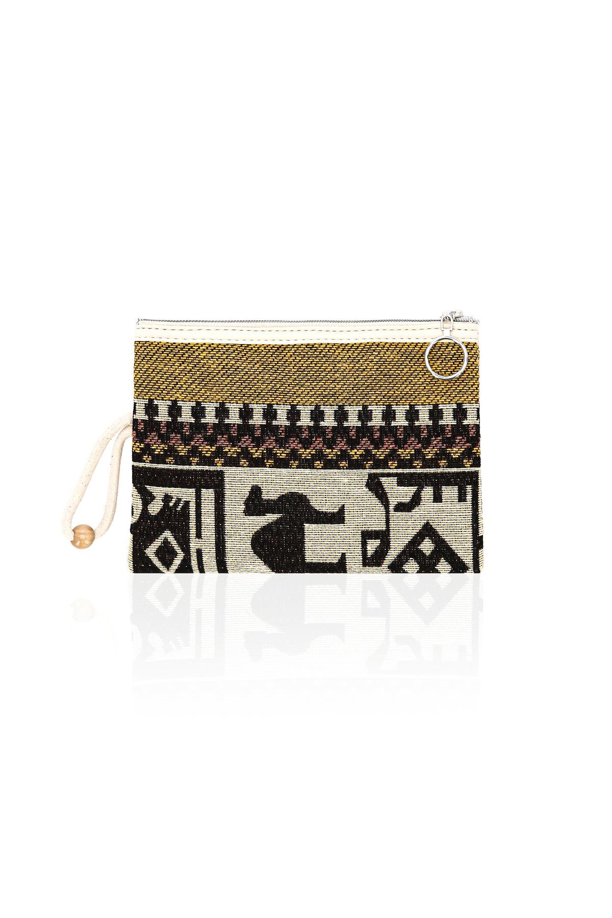 tnik Desenli Şönil Kadın Portföy Clucth Çanta Makyaj Çanta El Çantası Küçük