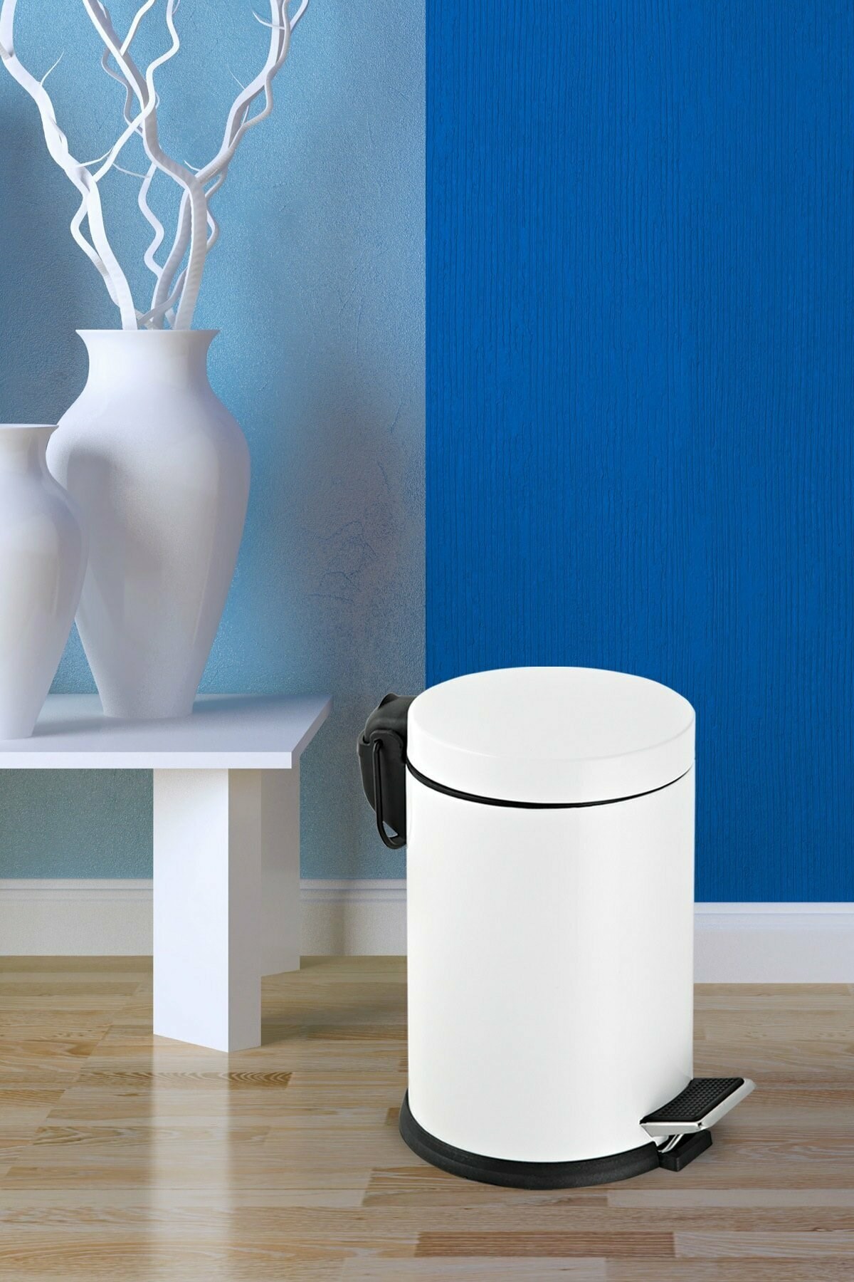 16 Litre Paslanmaz Pedallı Beyaz Çöp Kovası Ev Ofis Banyo Mutfak